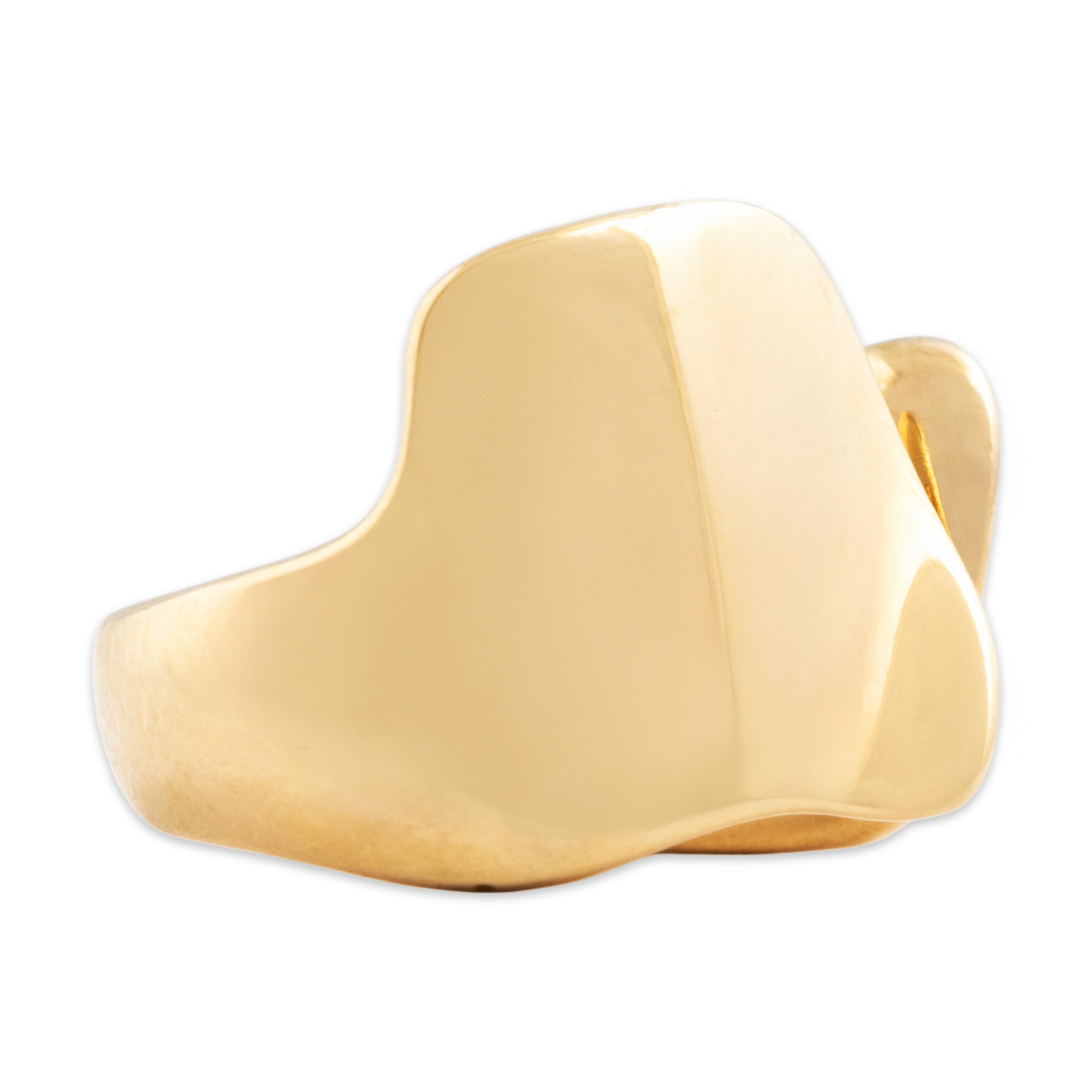 Vintage 14k Yellow Gold Bold Fluid Ring - Side view