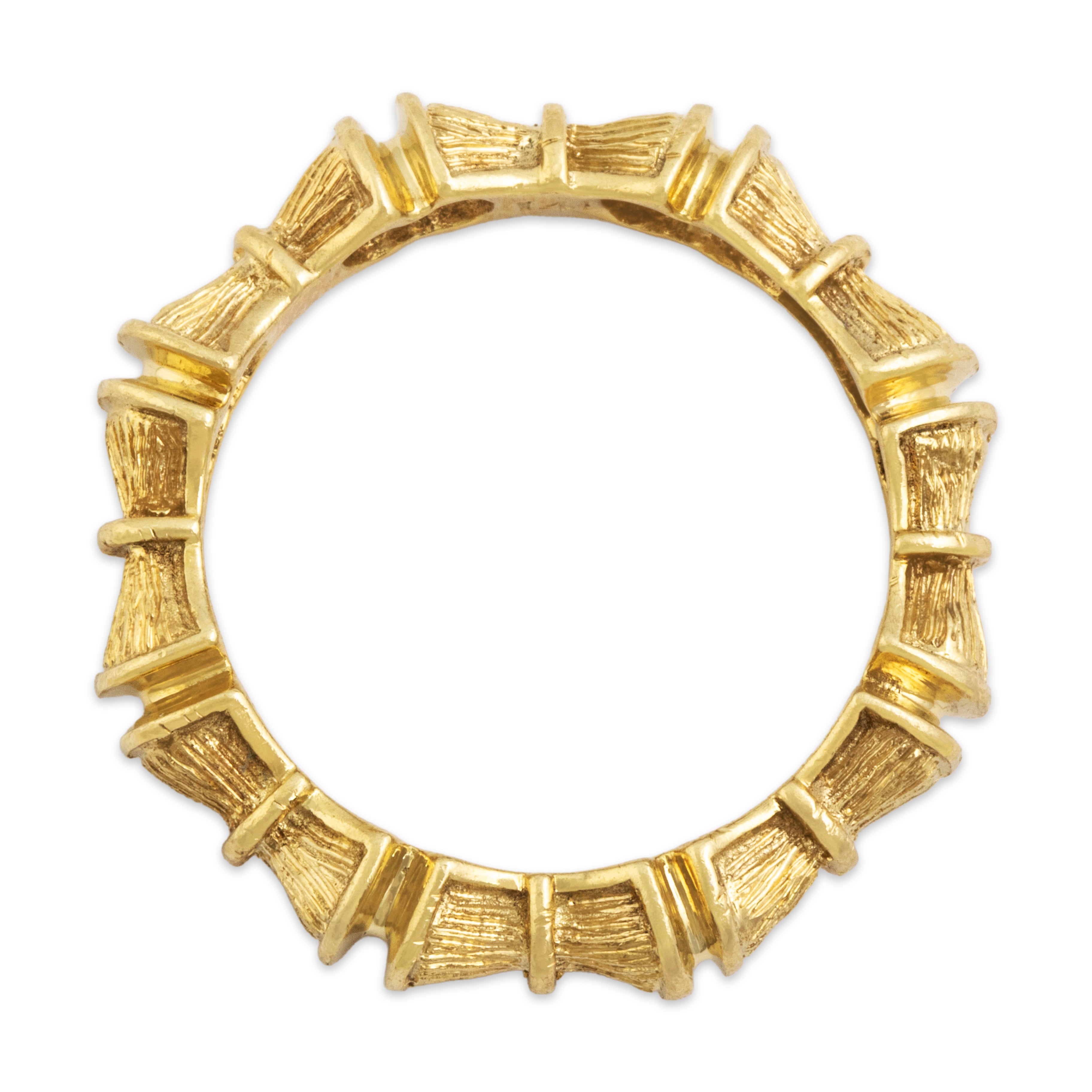 Vintage 14k Yellow Gold Artistic Textured Bamboo Eternity Band Ring - Overall view