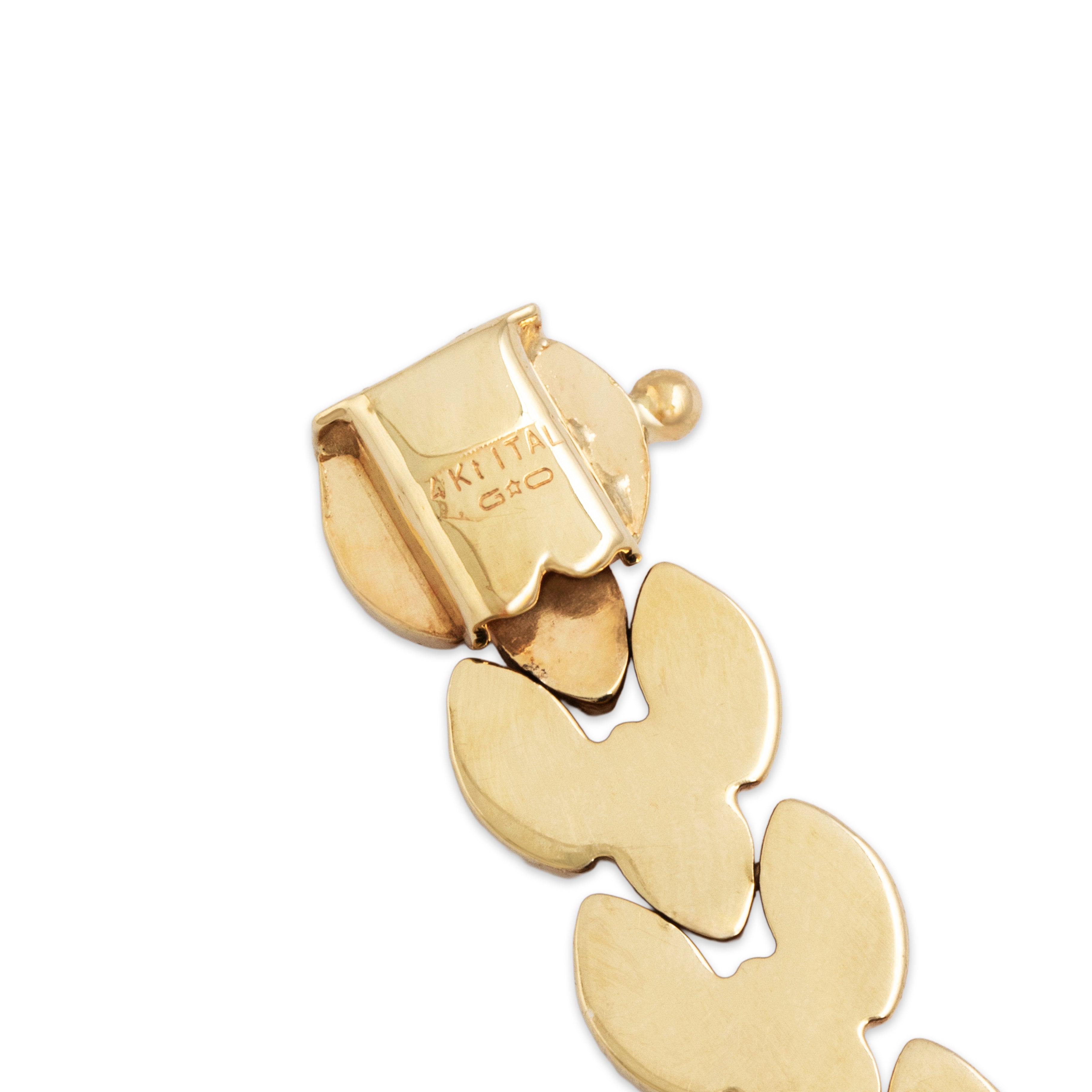 Vintage Italian 14k Yellow Gold Sophisticated Oval Link Bracelet - Hallmark view