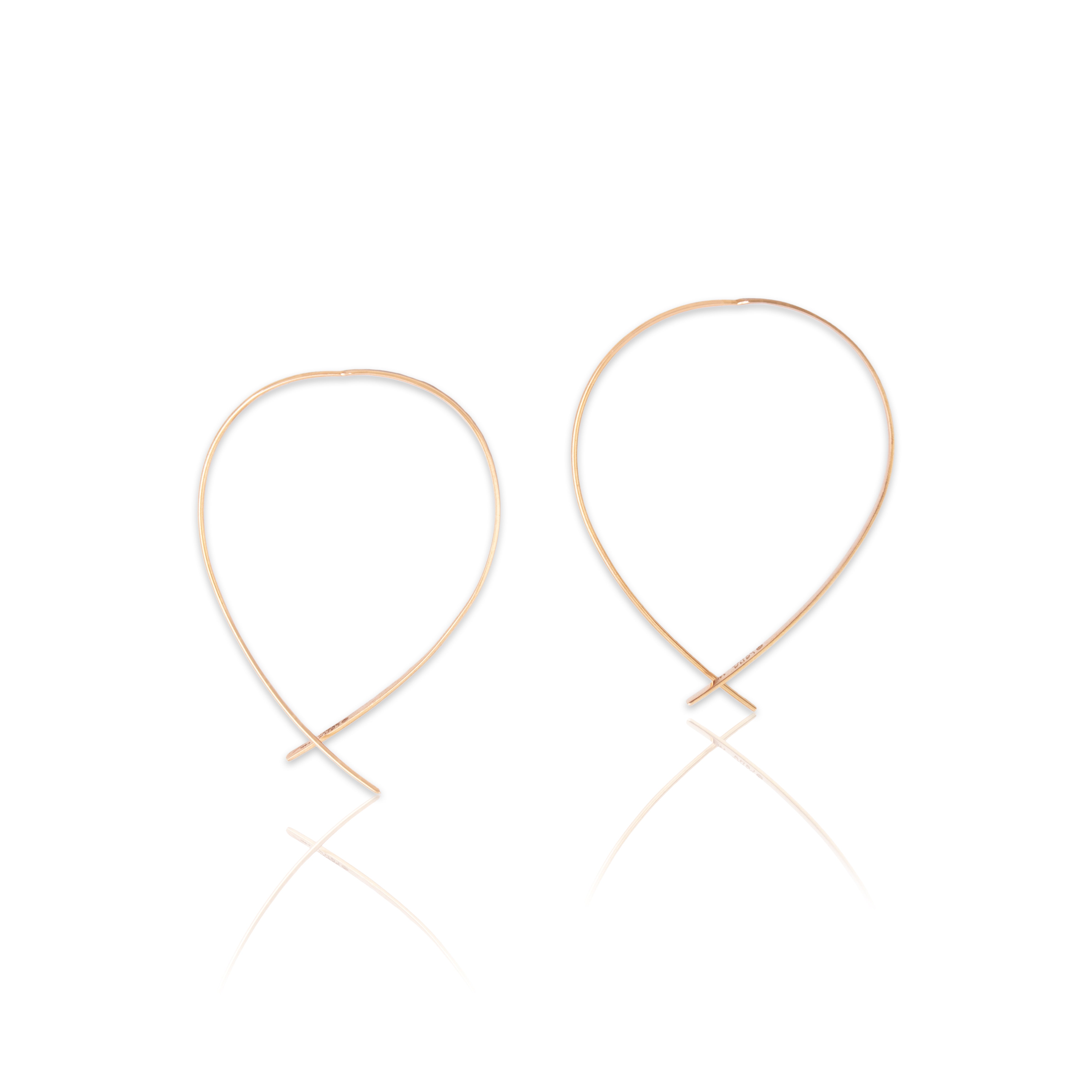 Estate 14k Rose Gold Delicate Modern Looping Slip-Through Hoop Earrings