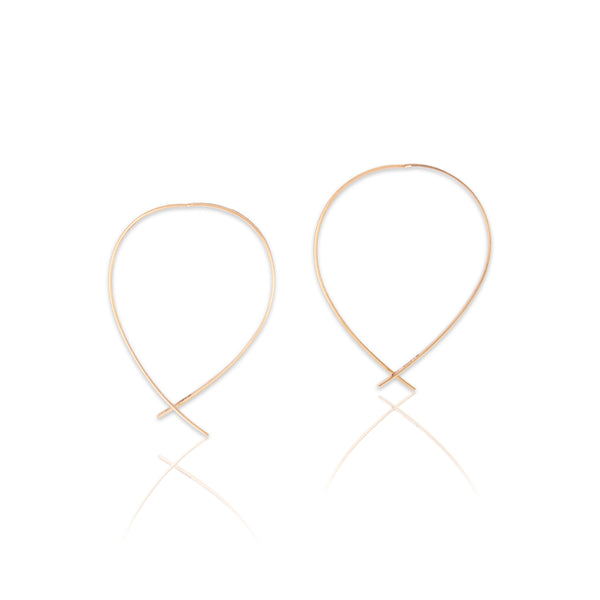 Estate 14k Rose Gold Delicate Modern Looping Slip-Through Hoop Earrings