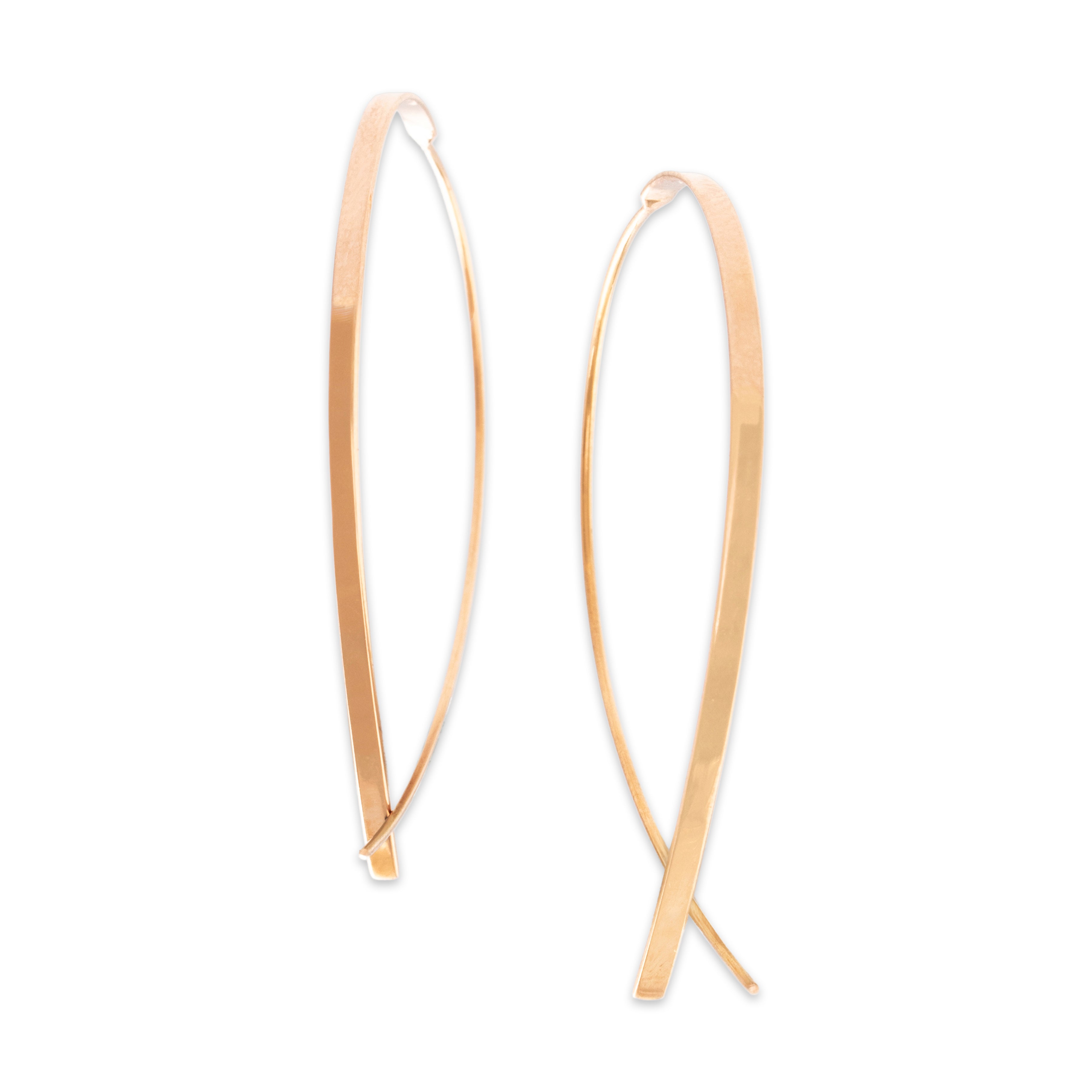 Estate 14k Rose Gold Delicate Modern Looping Slip-Through Hoop Earrings