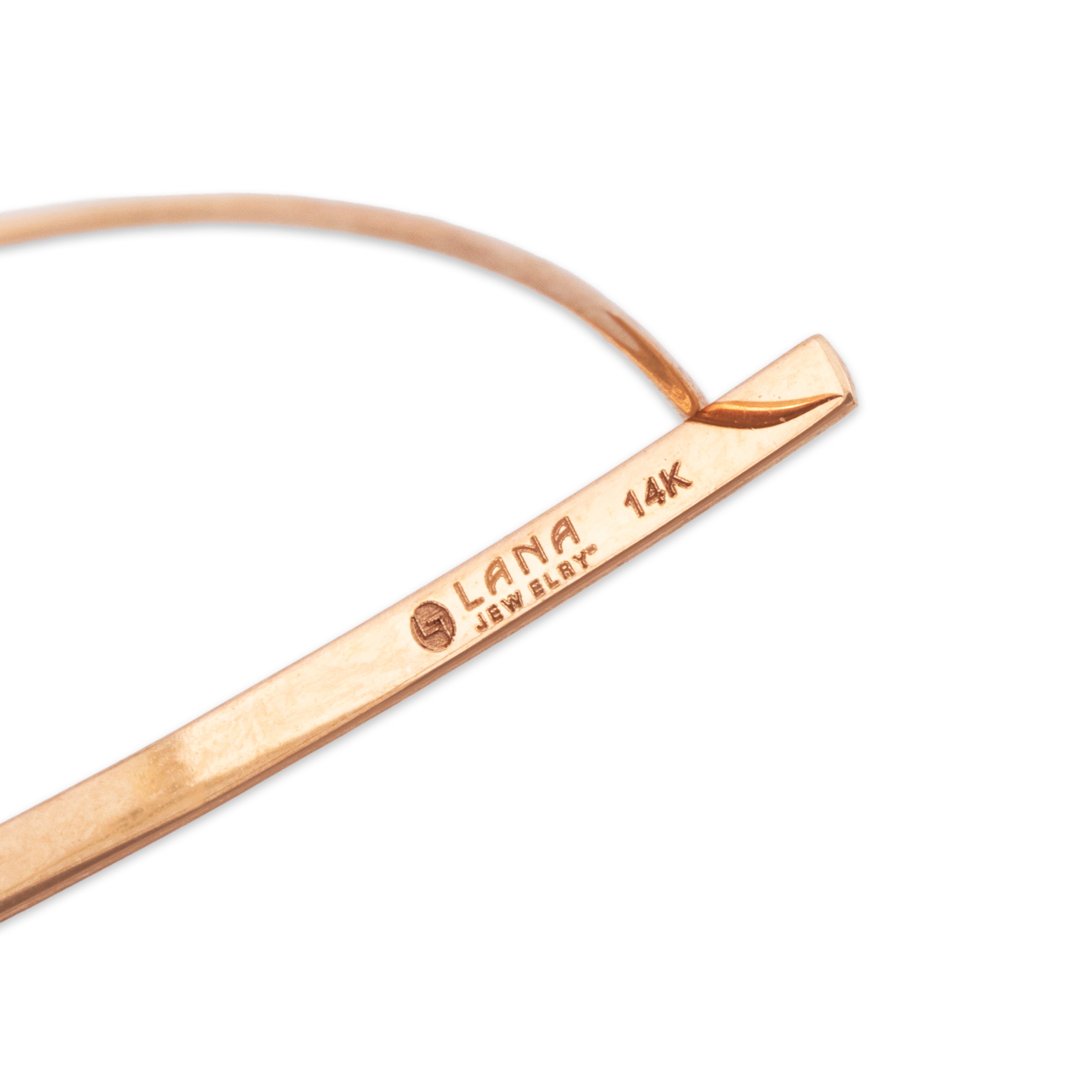 Estate 14k Rose Gold Delicate Modern Looping Slip-Through Hoop Earrings - Hallmark view