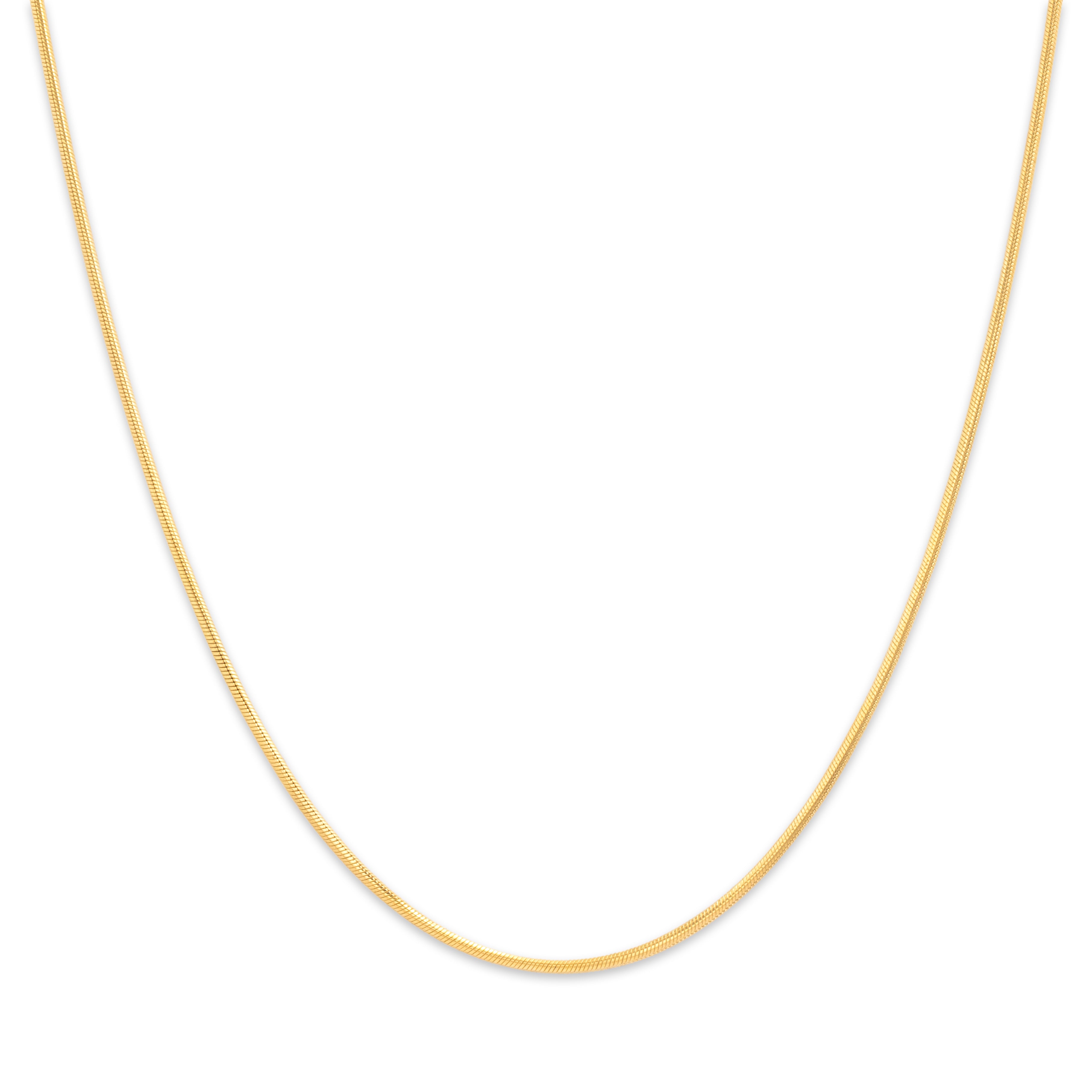 Vintage Italian 14k Yellow Gold Sleek Snake Chain Necklace - Close-up view