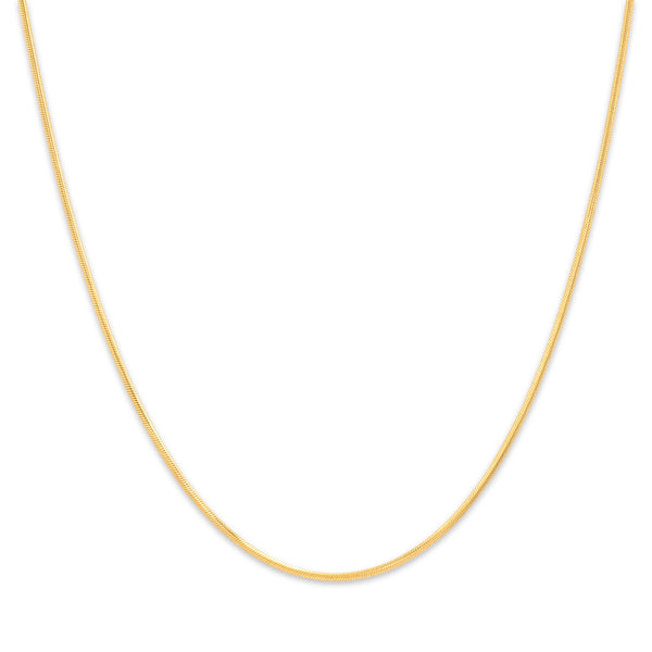 Vintage Italian 14k Yellow Gold Sleek 1.2mm Snake Chain 18