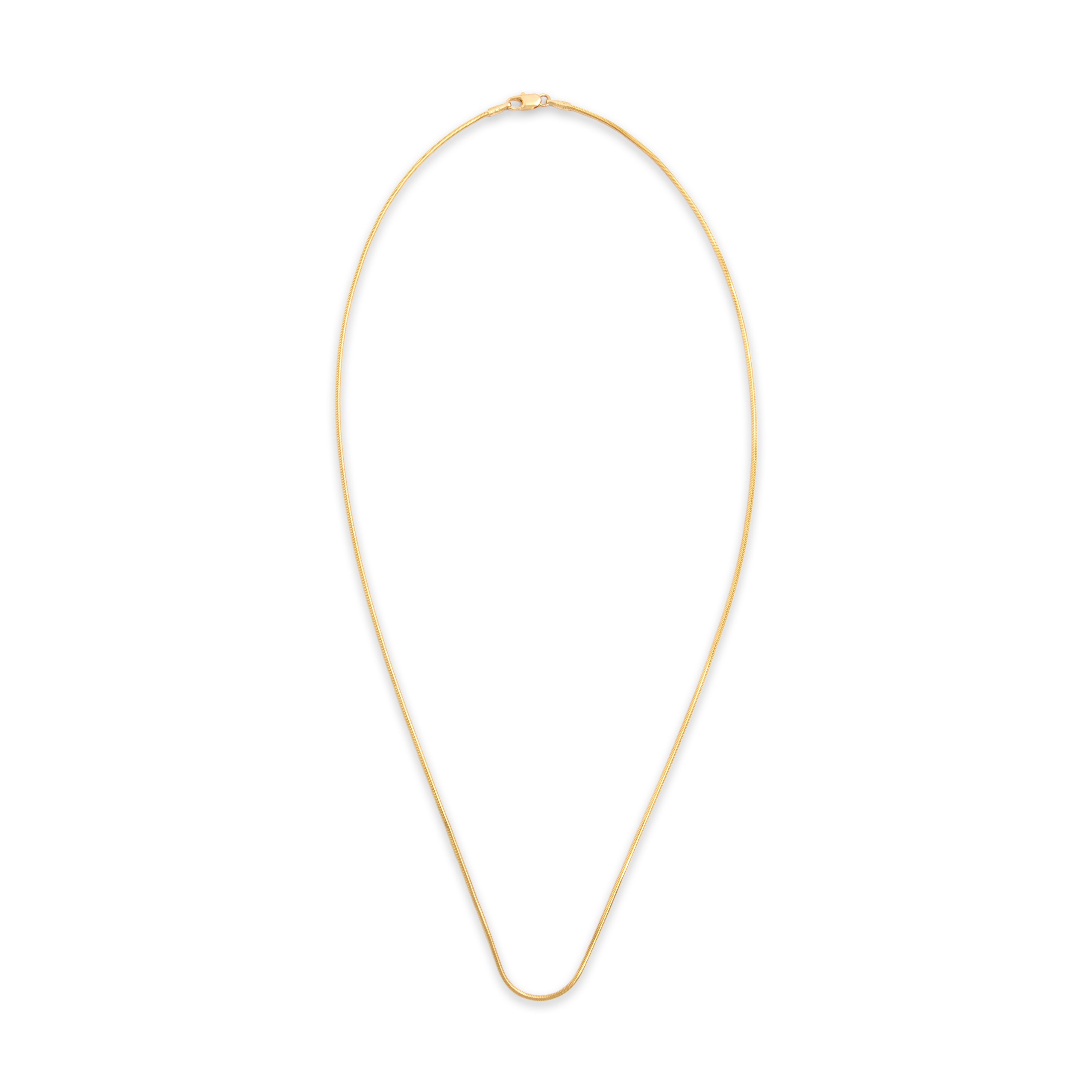 Vintage Italian 14k Yellow Gold Sleek Snake Chain Necklace - Overall view