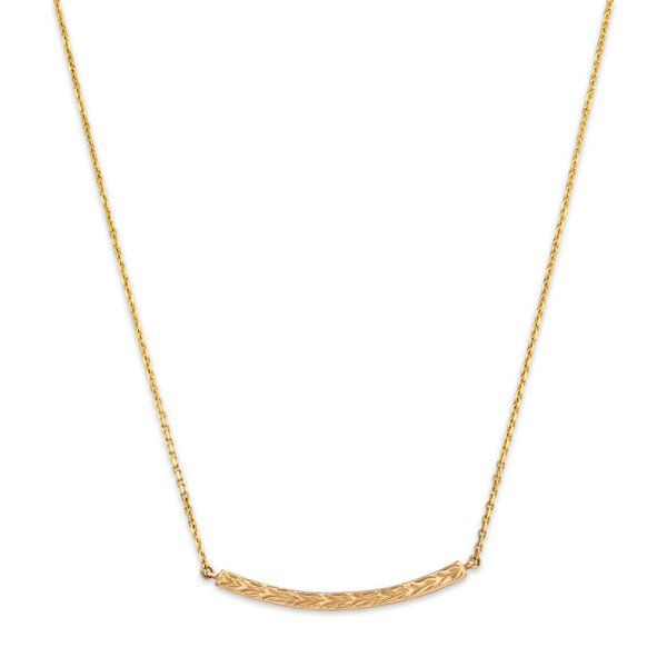 Estate Na Hoku 14k Yellow Gold Incredible Curved Laurel Bar Necklace 18.25-16.25