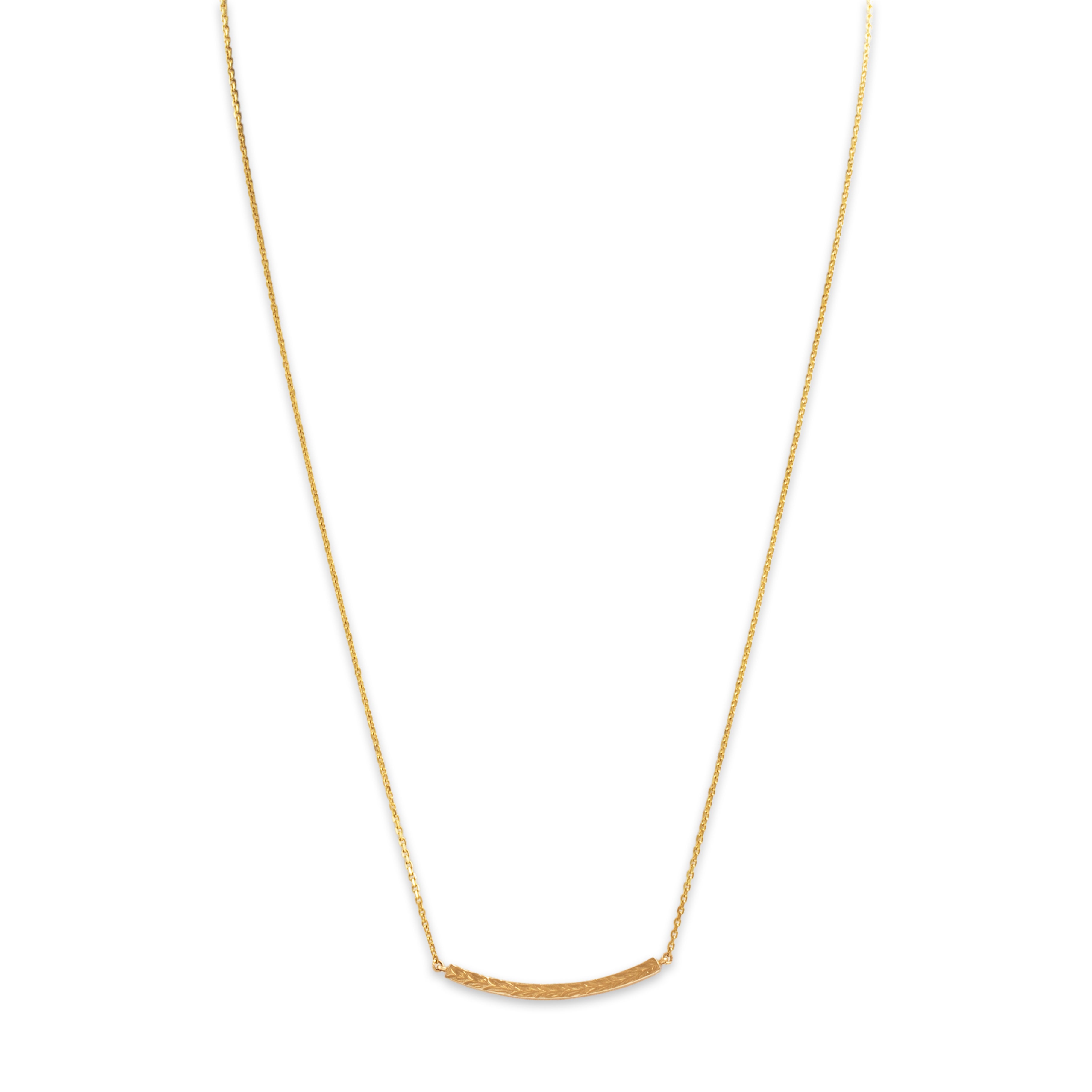 Estate Na Hoku 14k Yellow Gold Incredible Curved Laurel Bar Necklace - detail view #2
