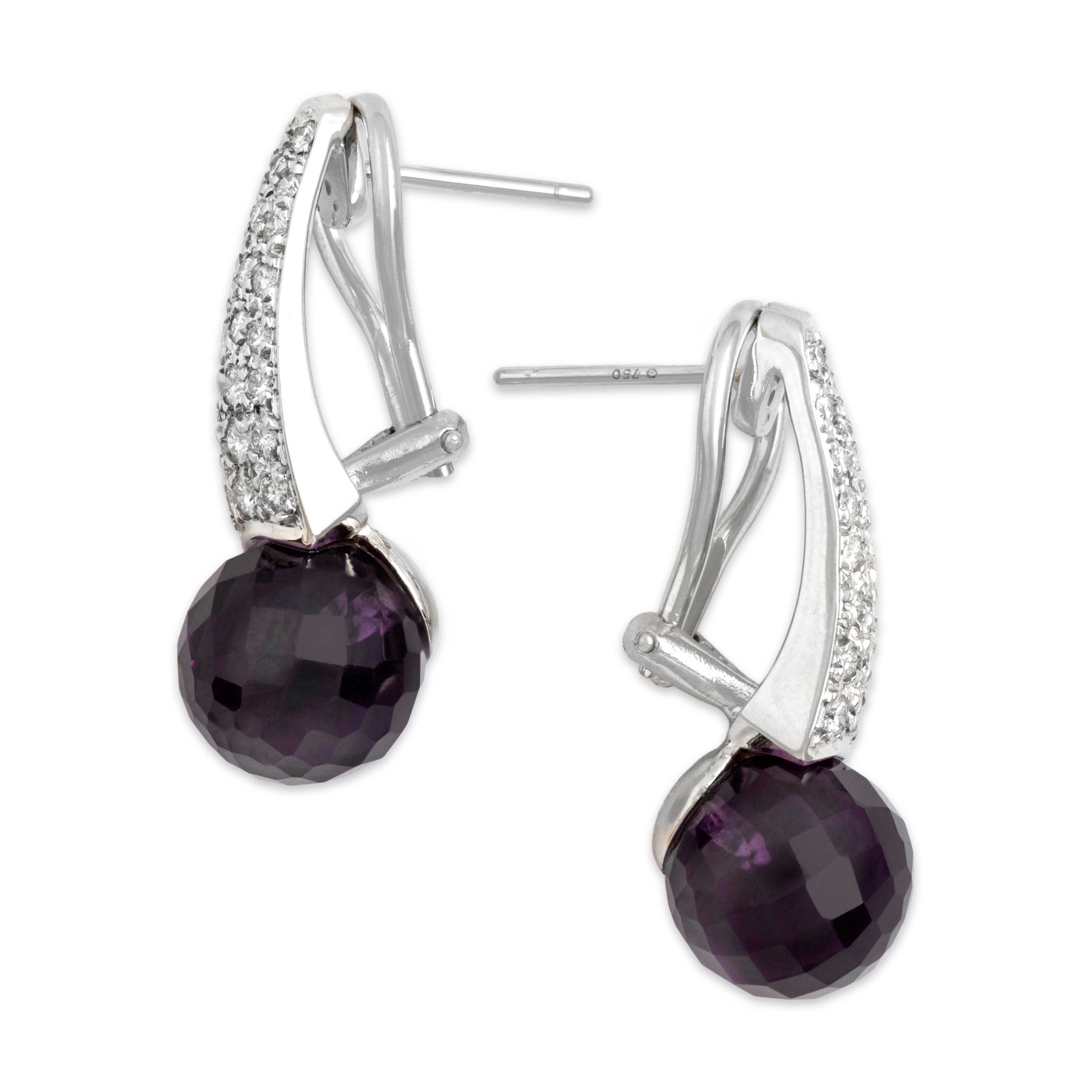 Vintage 18k White Gold 16.57cttw Amethyst Diamond Striking Drop Earrings - Overall view