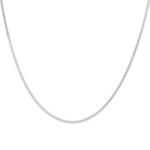 Vintage Italian 18k White Gold Sleek Wheat Chain Necklace 16