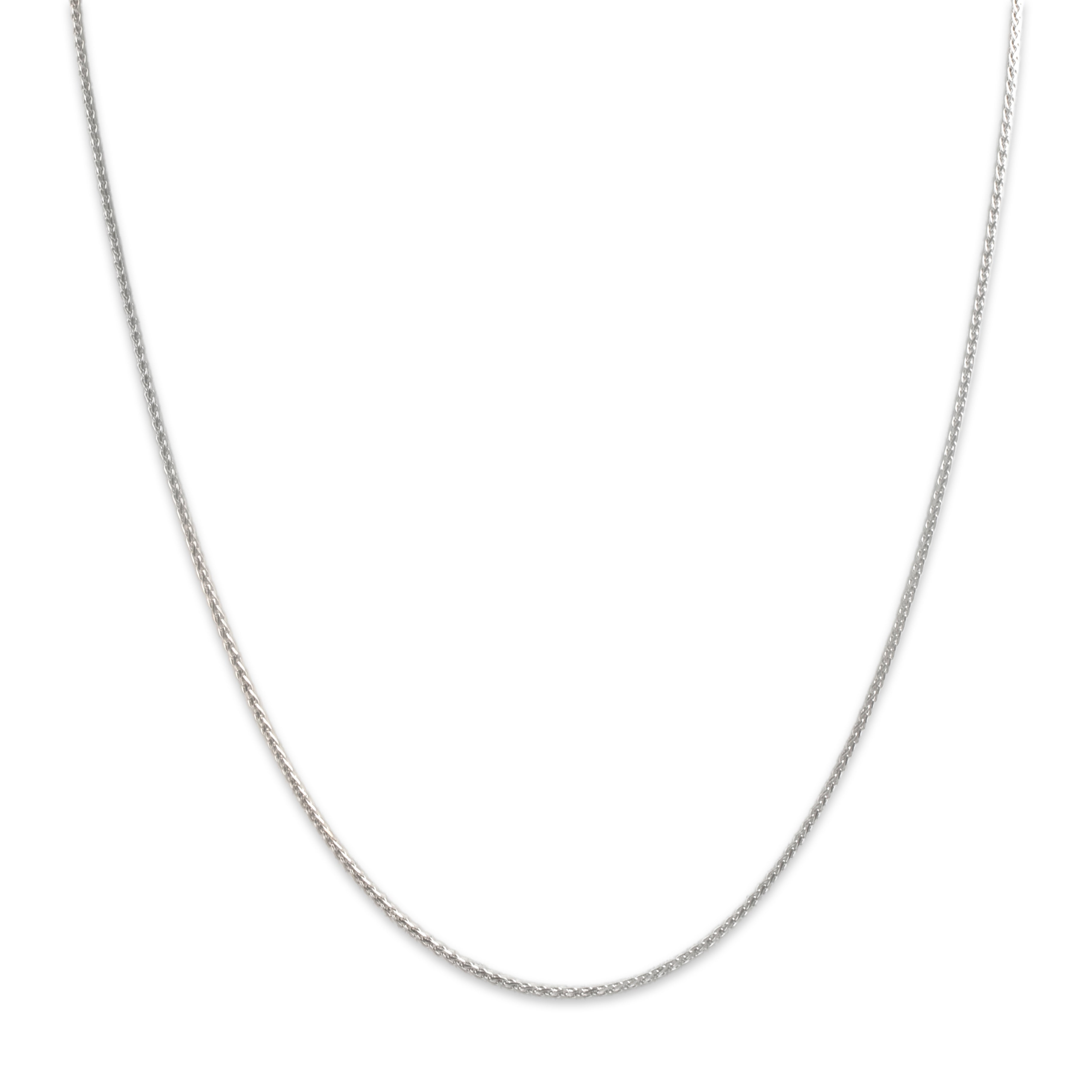 Vintage Italian 18k White Gold Sleek Wheat Chain Necklace - detail view #1