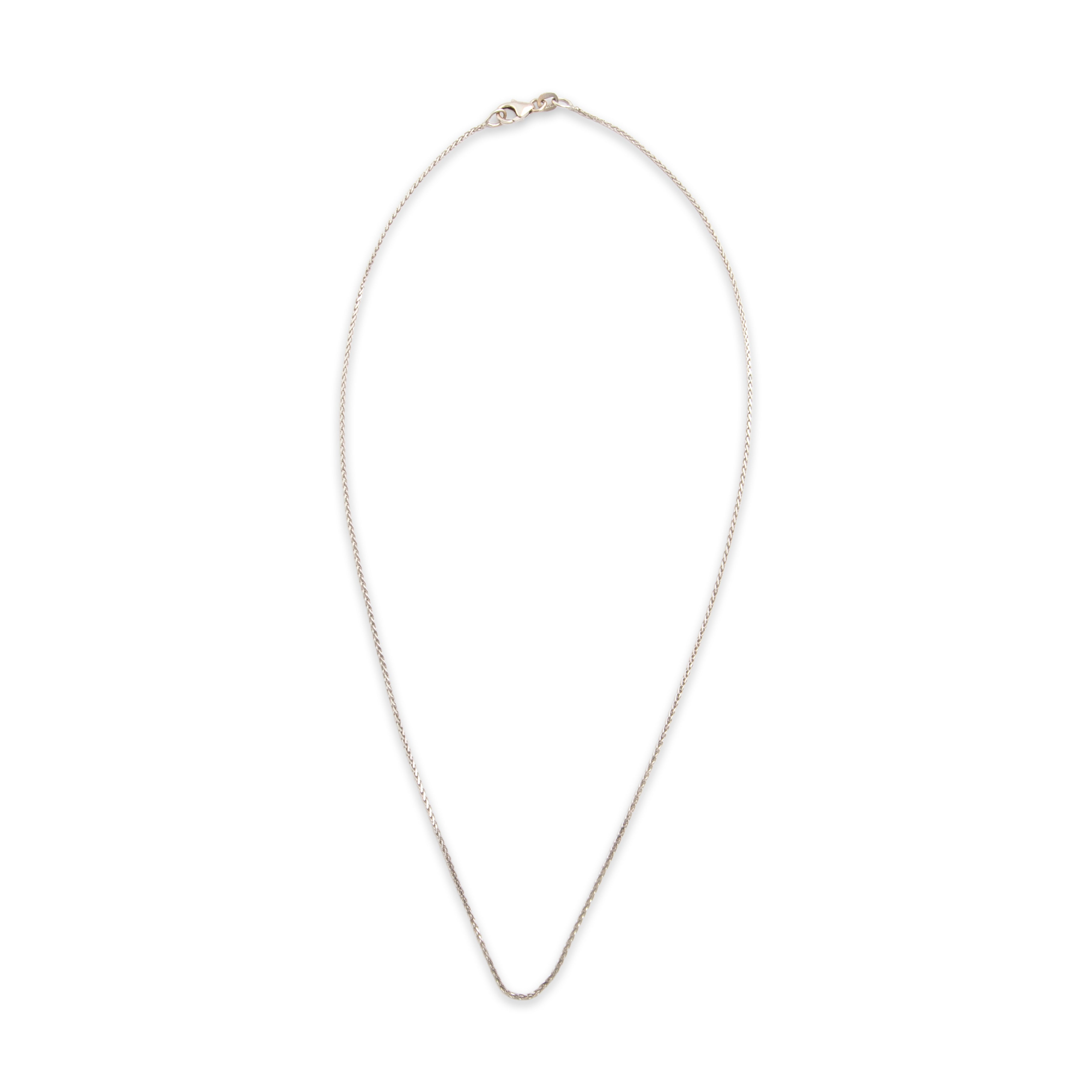 Vintage Italian 18k White Gold Sleek Wheat Chain Necklace - Overall view