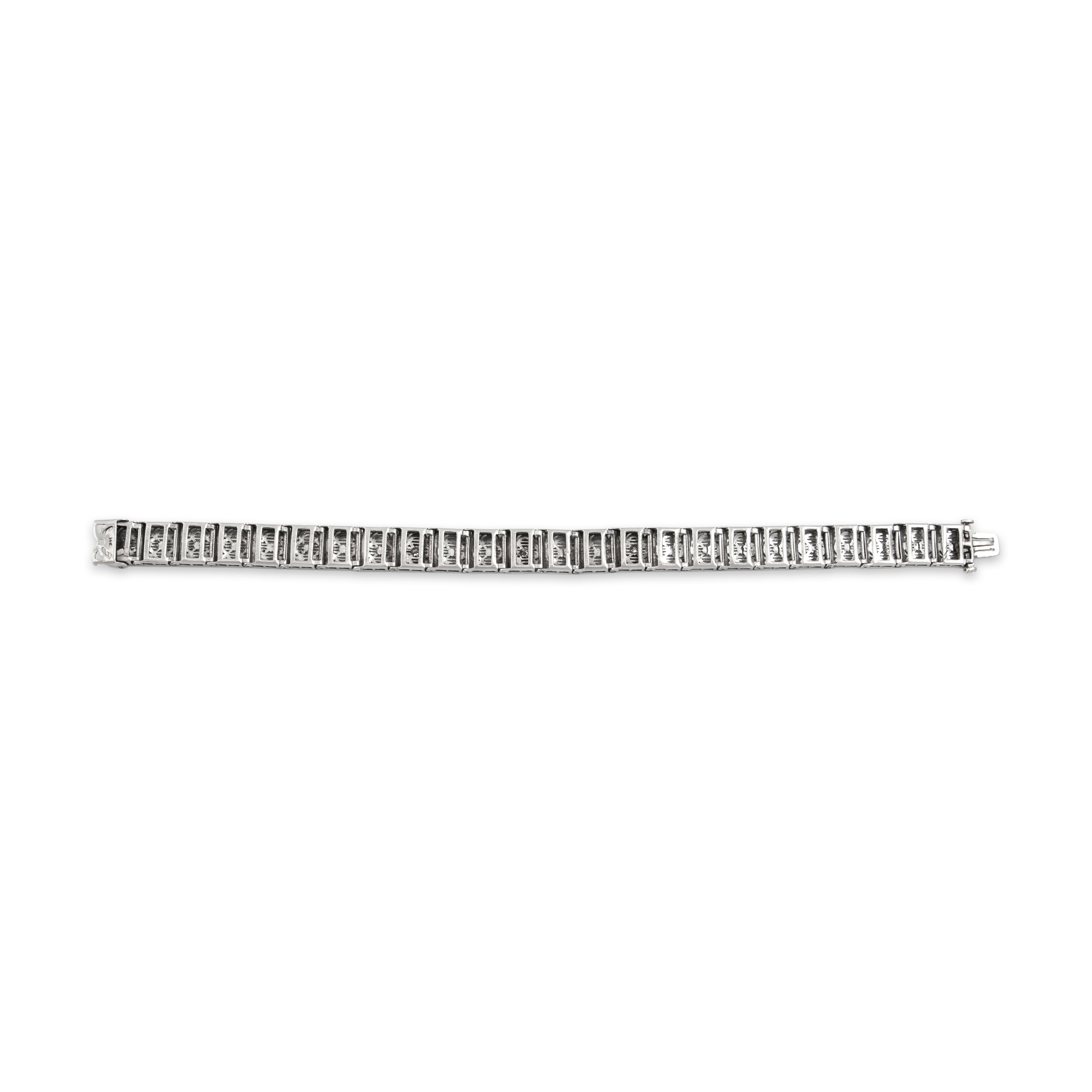 Antique 14k White Gold Old European Cut Diamond Openwork Link Bracelet - Back view