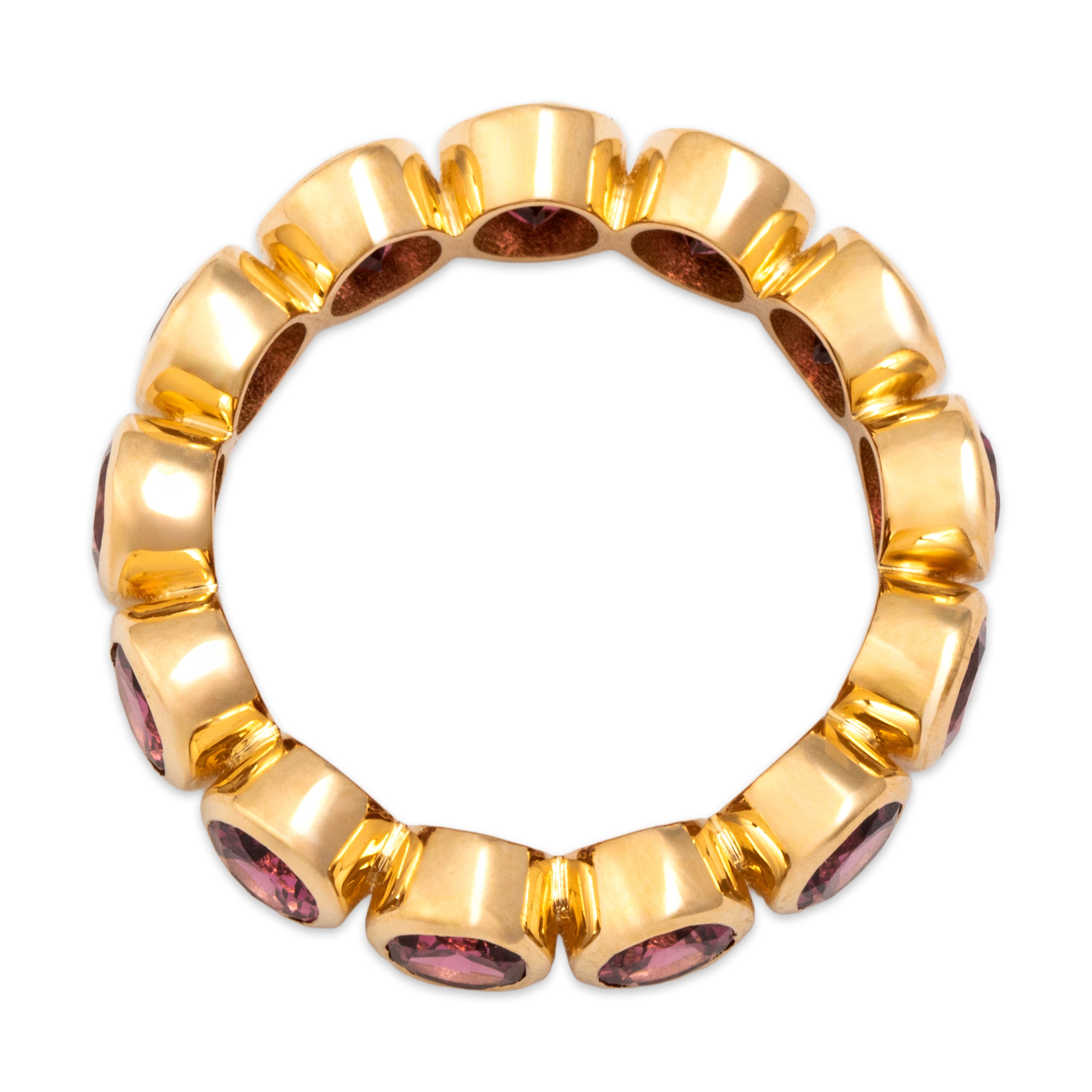 Estate 18k Yellow Gold 4.45cttw Pink Tourmaline Bubble Eternity Band Ring - detail view #1