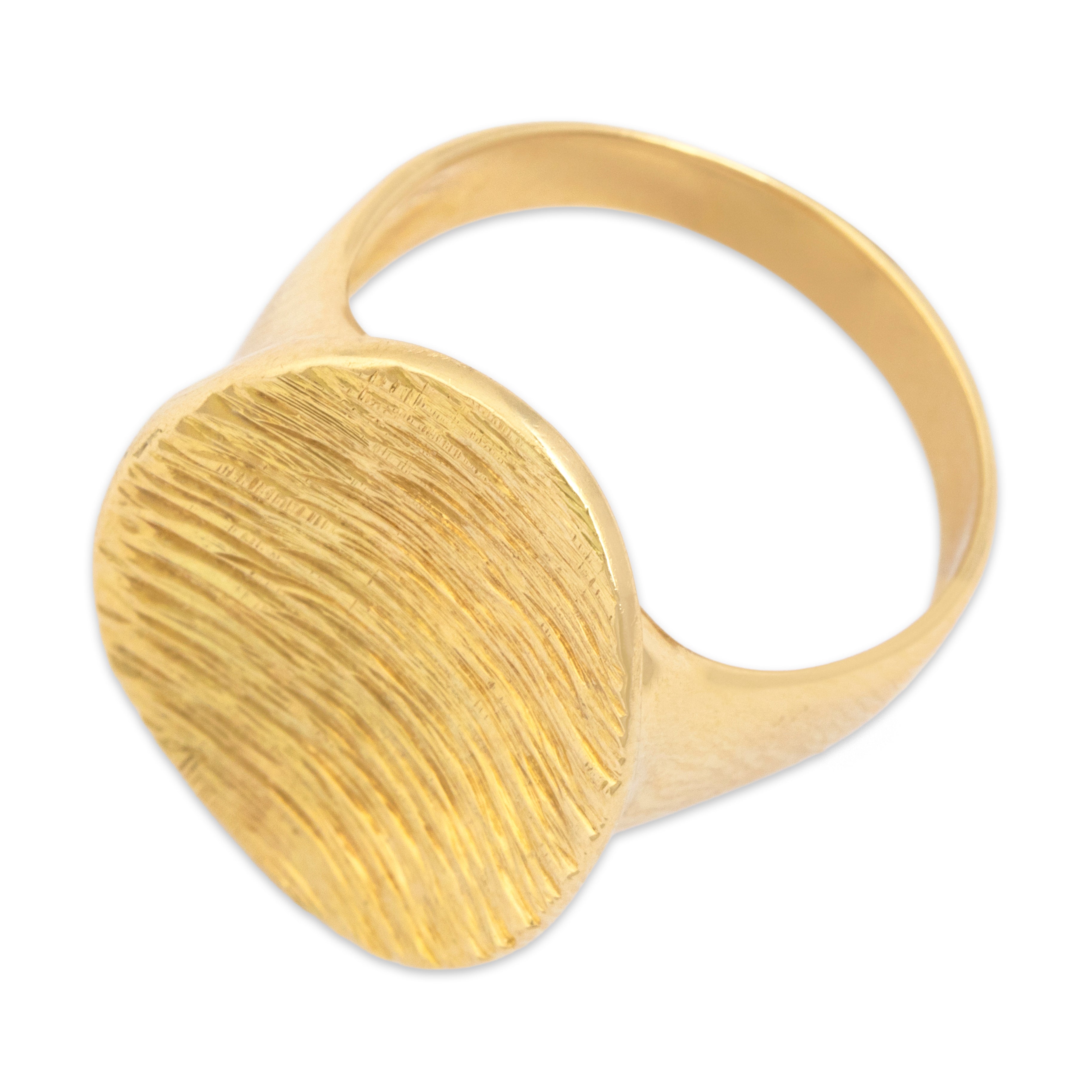 Vintage Italian 18k Yellow Gold Fun Bold Textured Oval Statement Ring - Overall view