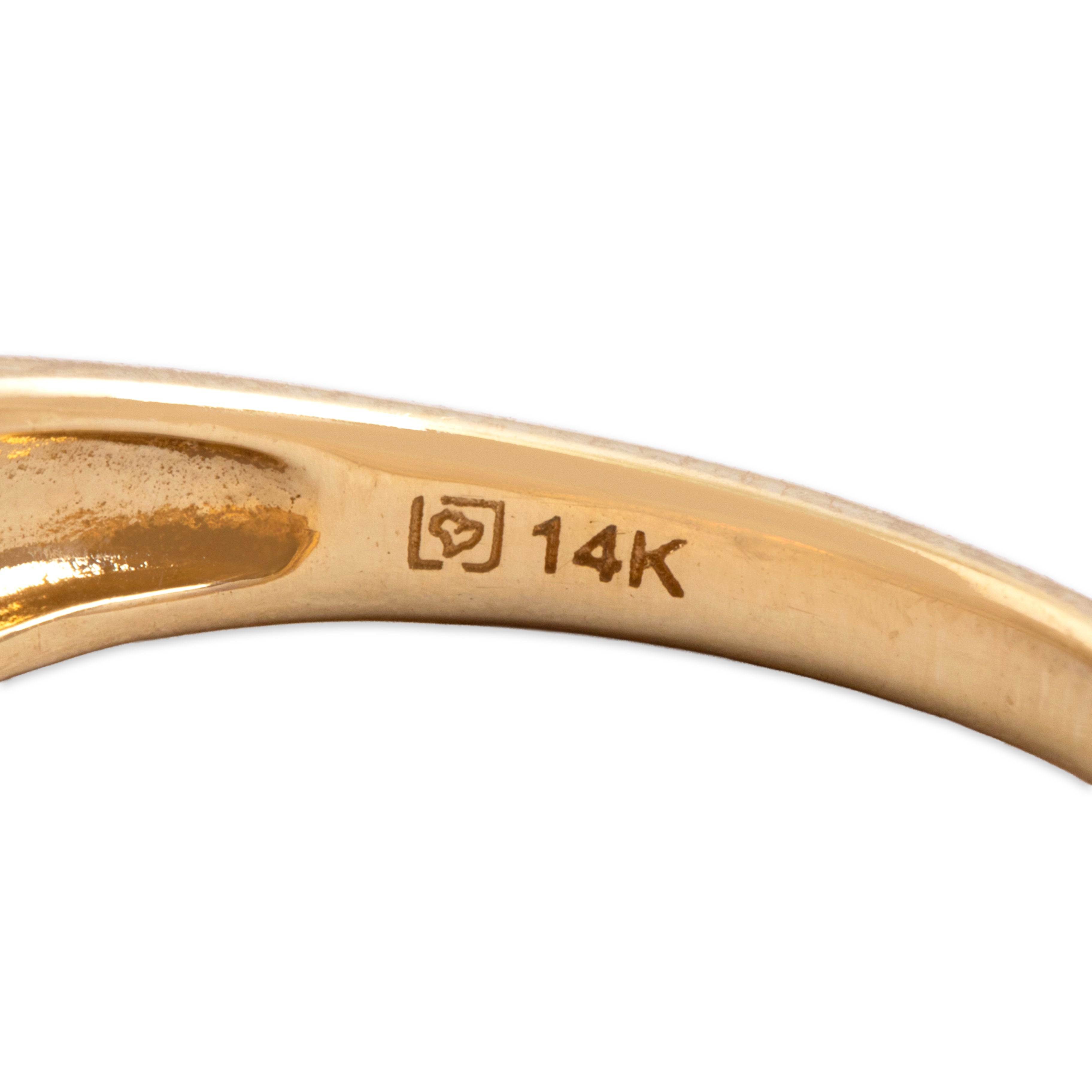 Vintage Chinese 14k Yellow Gold .52cttw Ruby Bead Border Line Ring - Hallmark view