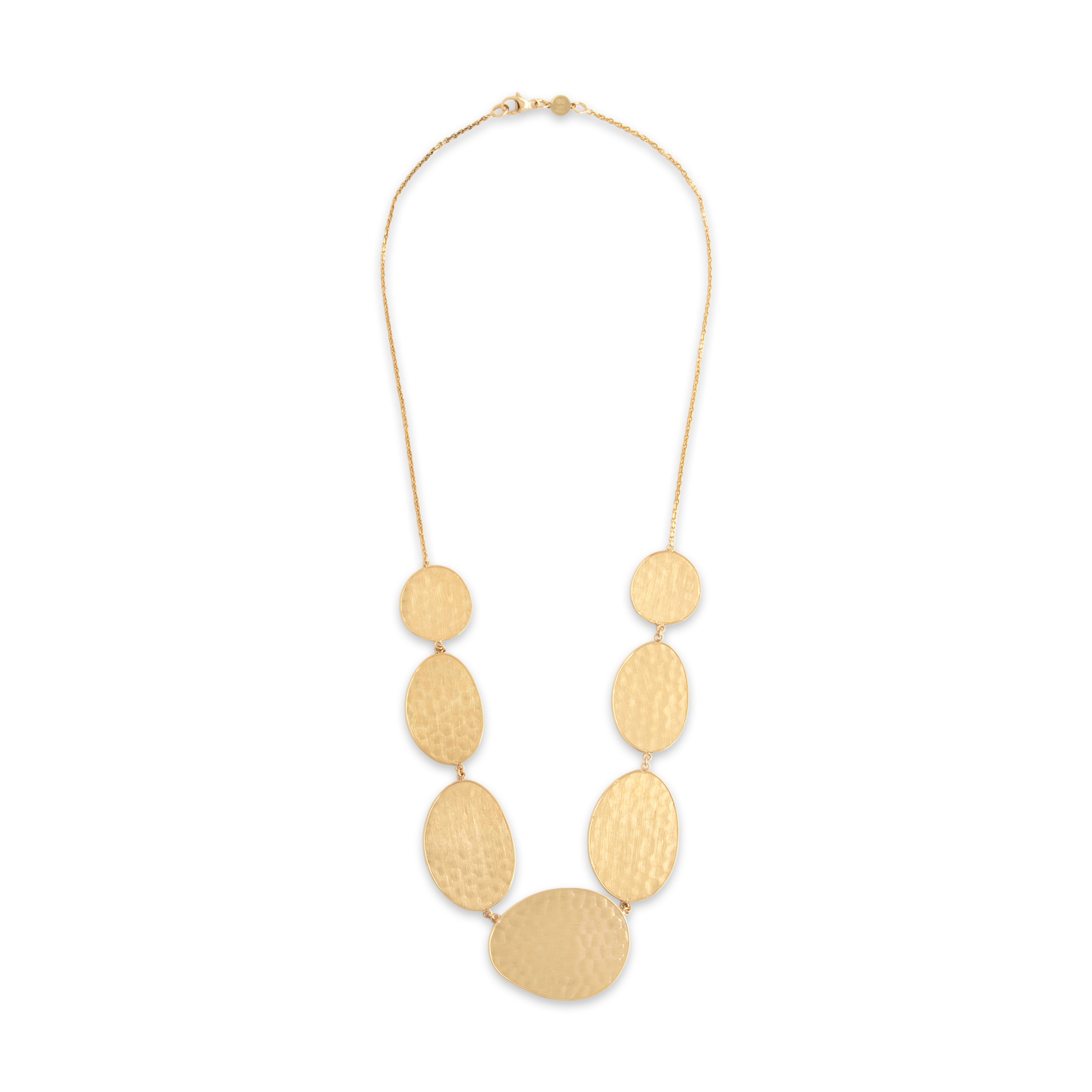 Vintage Italian Brushed Hammered Disc Necklace 18