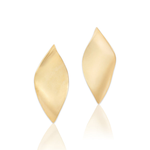 Vintage 14k Yellow Gold Abstract Freeform Twist Earrings