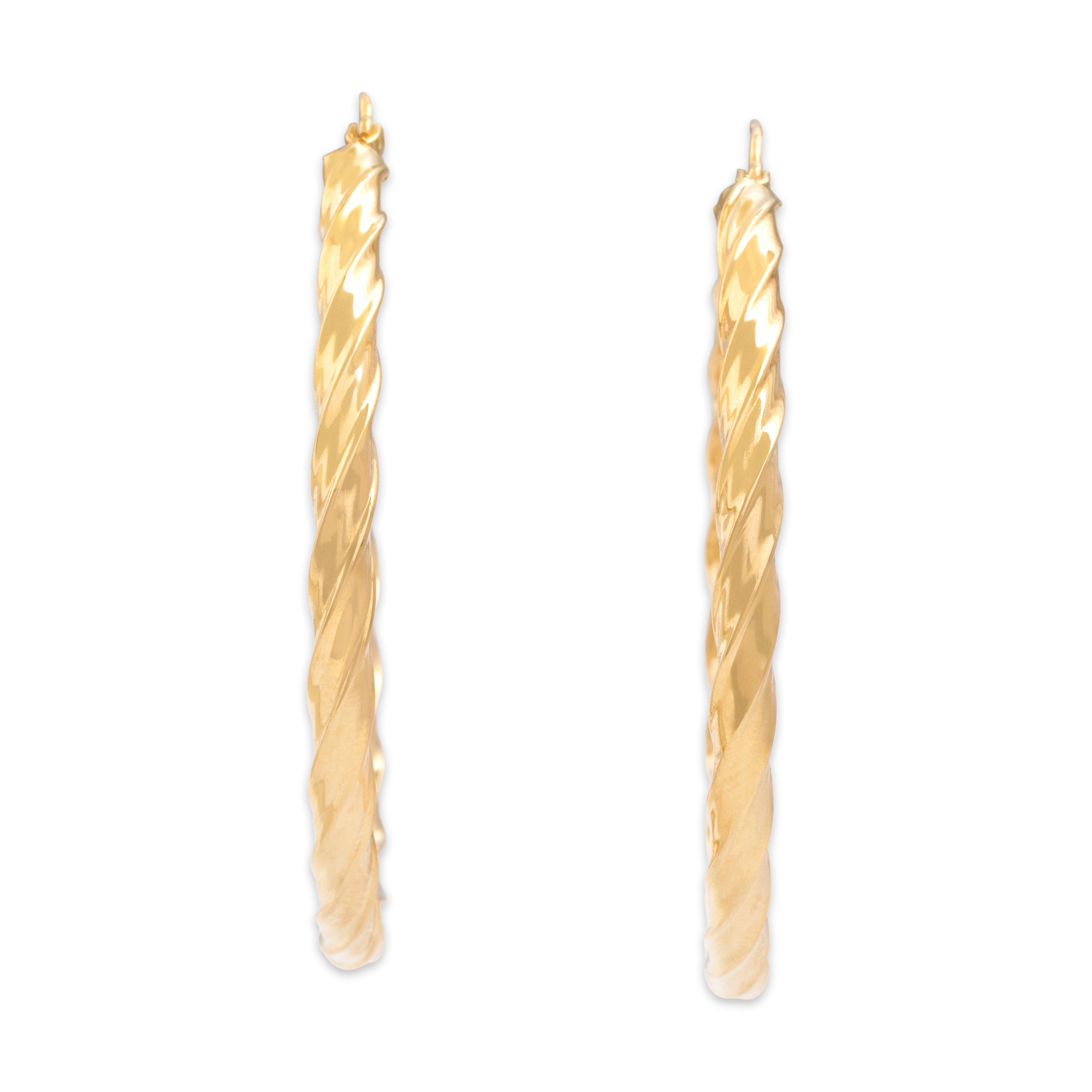 Vintage Large 14k Yellow Gold Twisted Hoop Earrings - Overall view