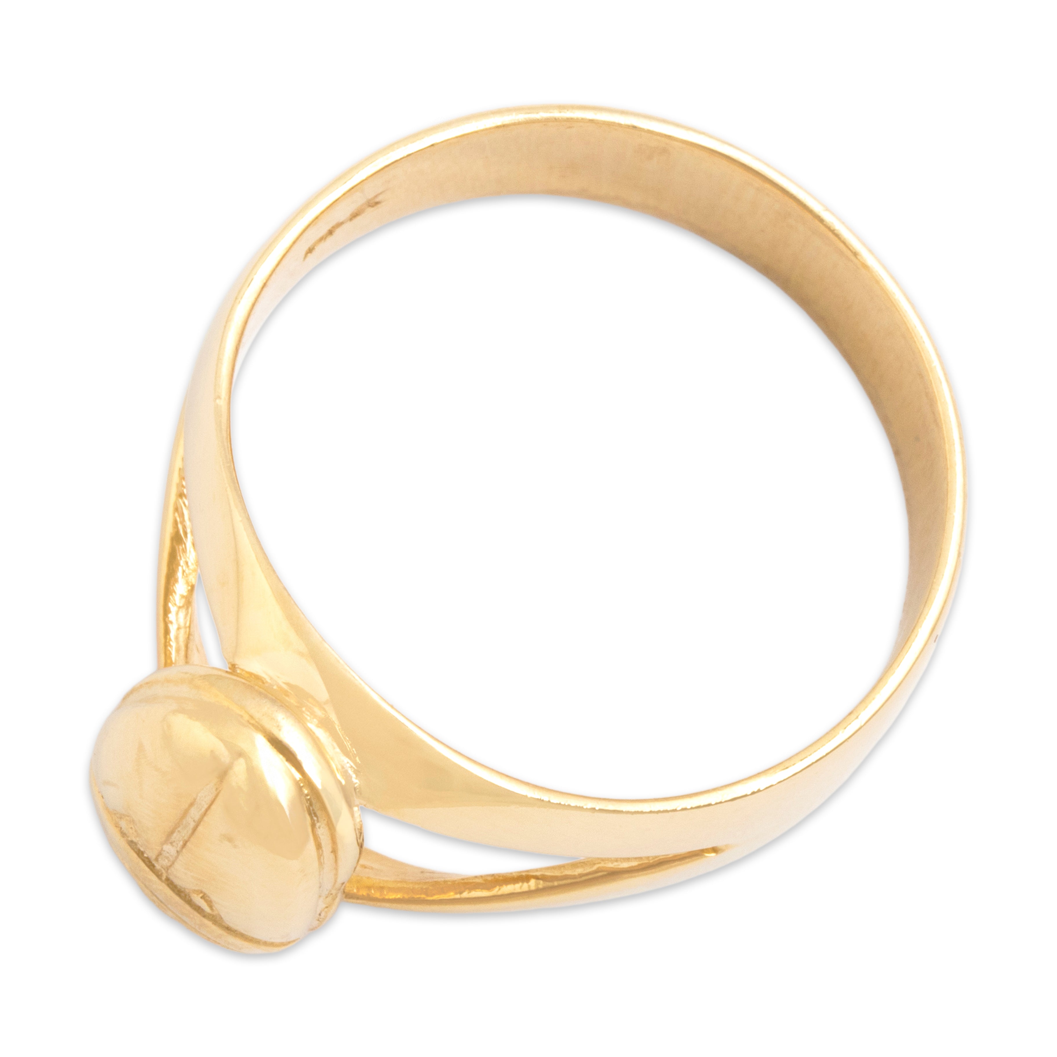Vintage 14k Yellow Gold Gleaming Bold Scarab Beetle Ring - Overall view
