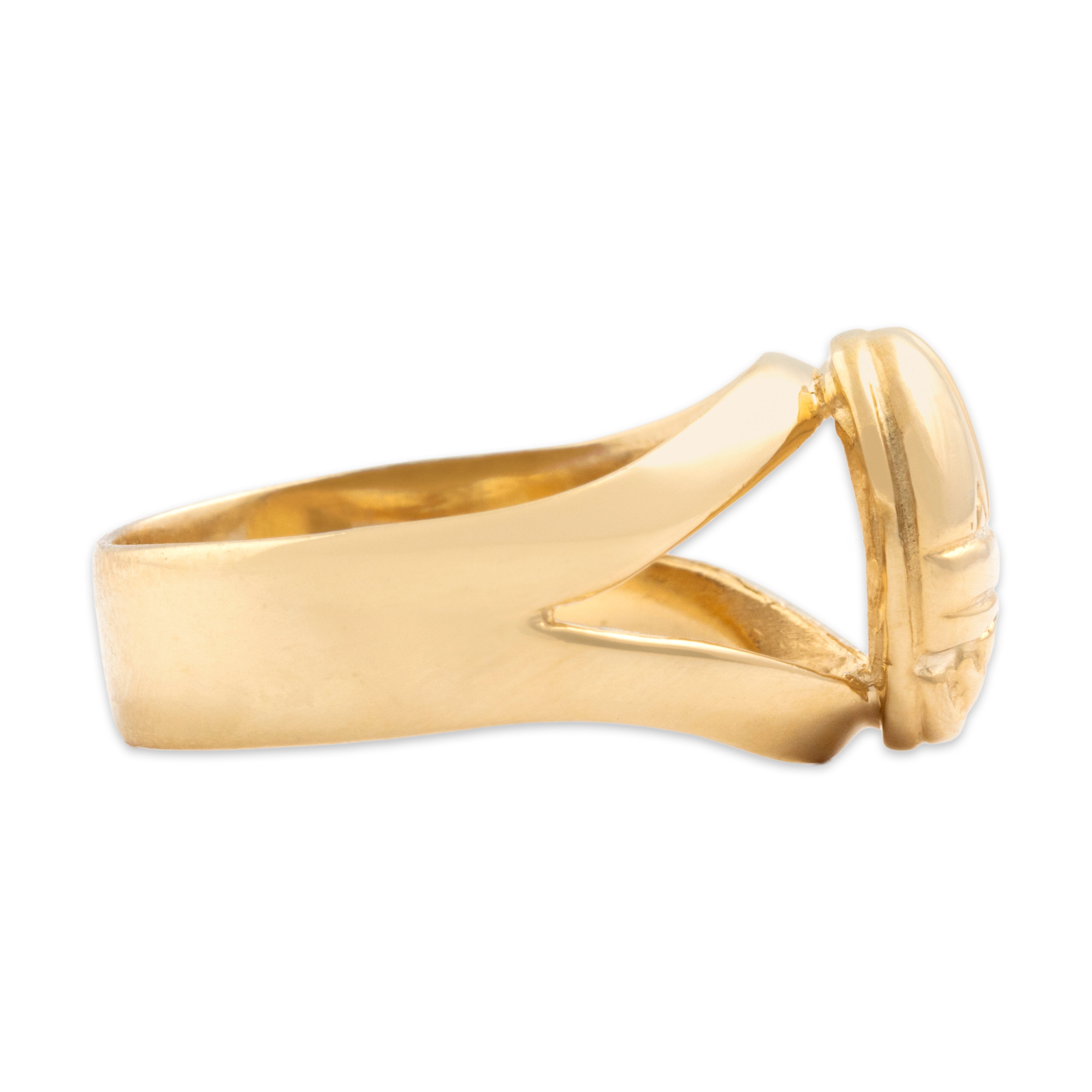 Vintage 14k Yellow Gold Gleaming Bold Scarab Beetle Ring - Side view