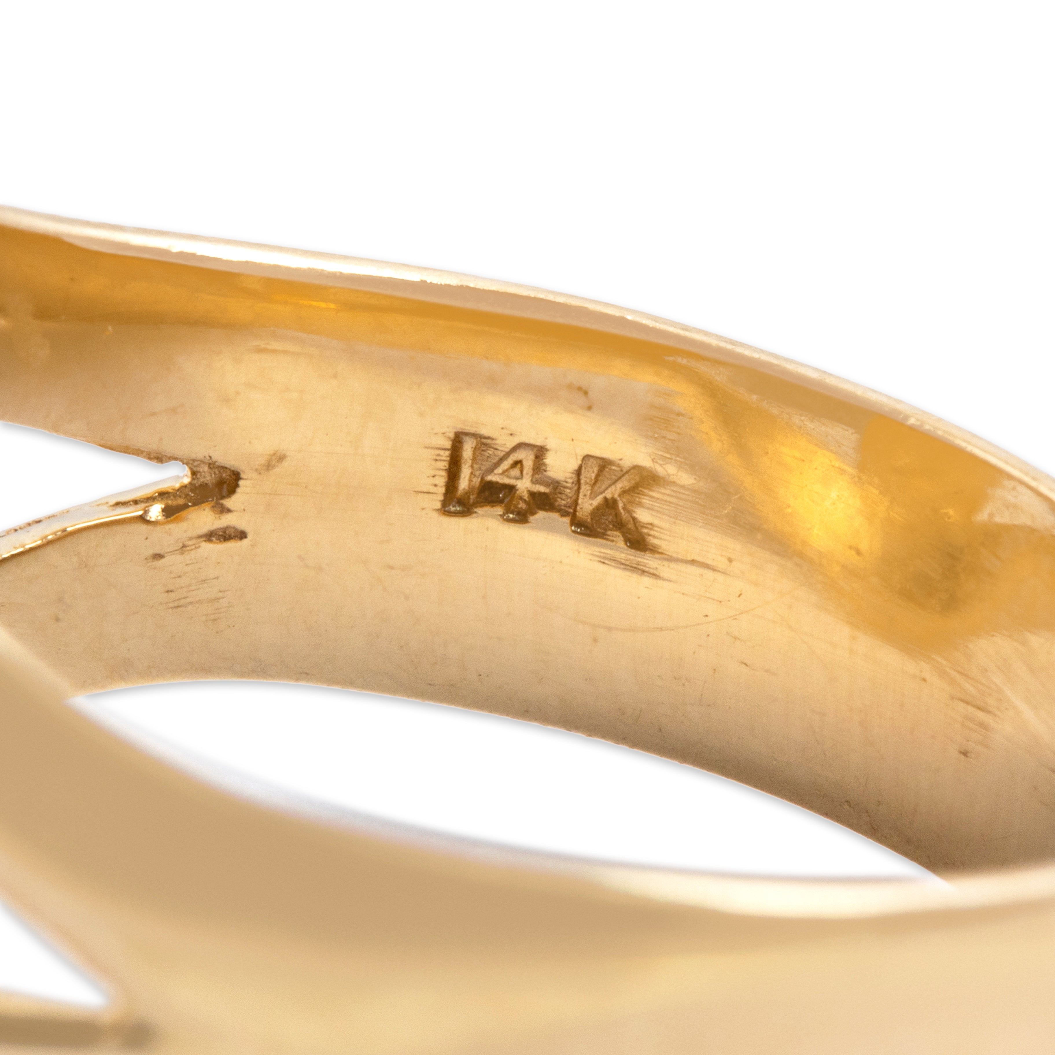 Vintage 14k Yellow Gold Gleaming Bold Scarab Beetle Ring - Hallmark view