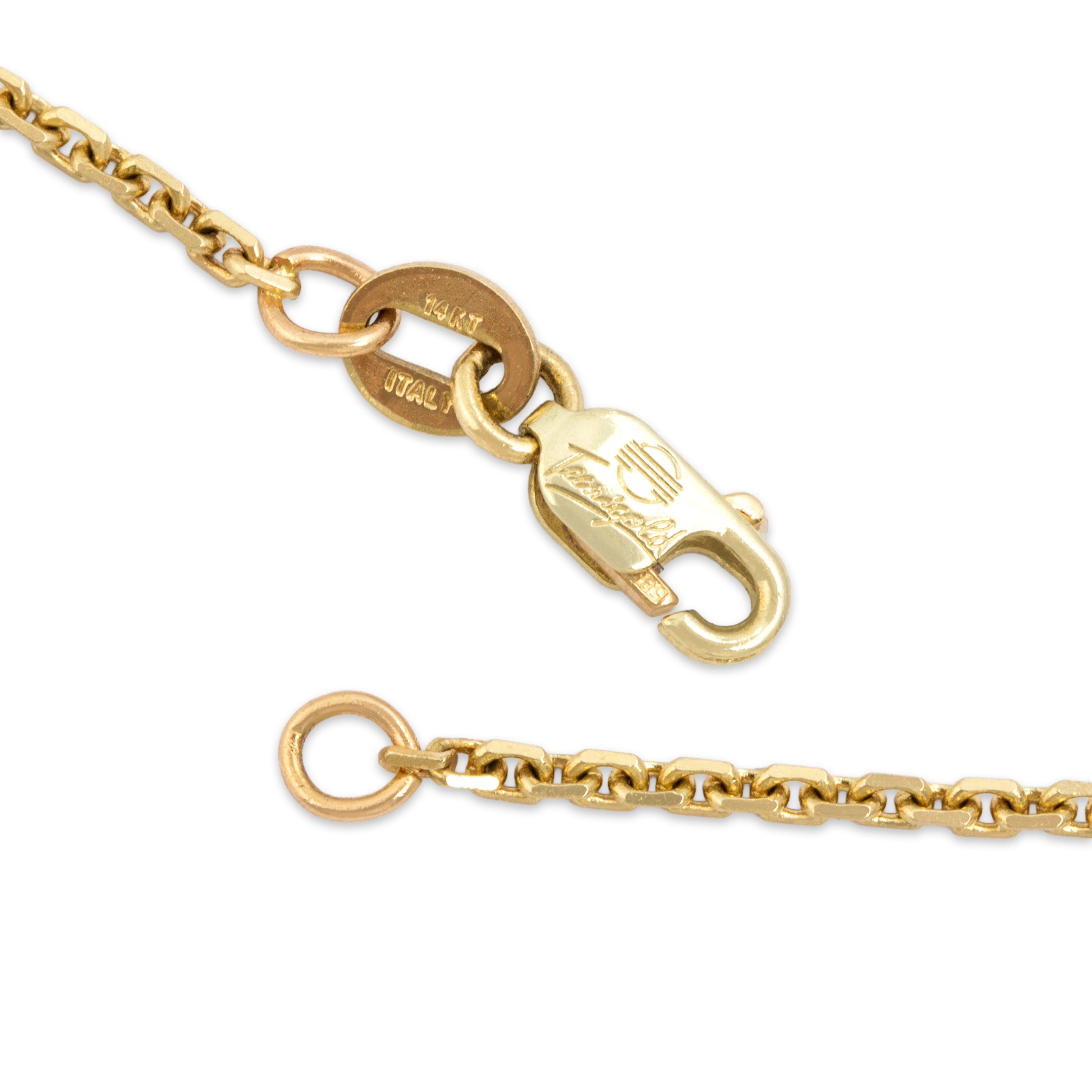 Vintage Italian 14k Yellow Gold Anchor Link Necklace - clasp view