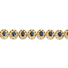 Vintage 18k Yellow Gold 7.87cttw Blue Sapphire Diamond Superb Starflower Bracelet 6.75"