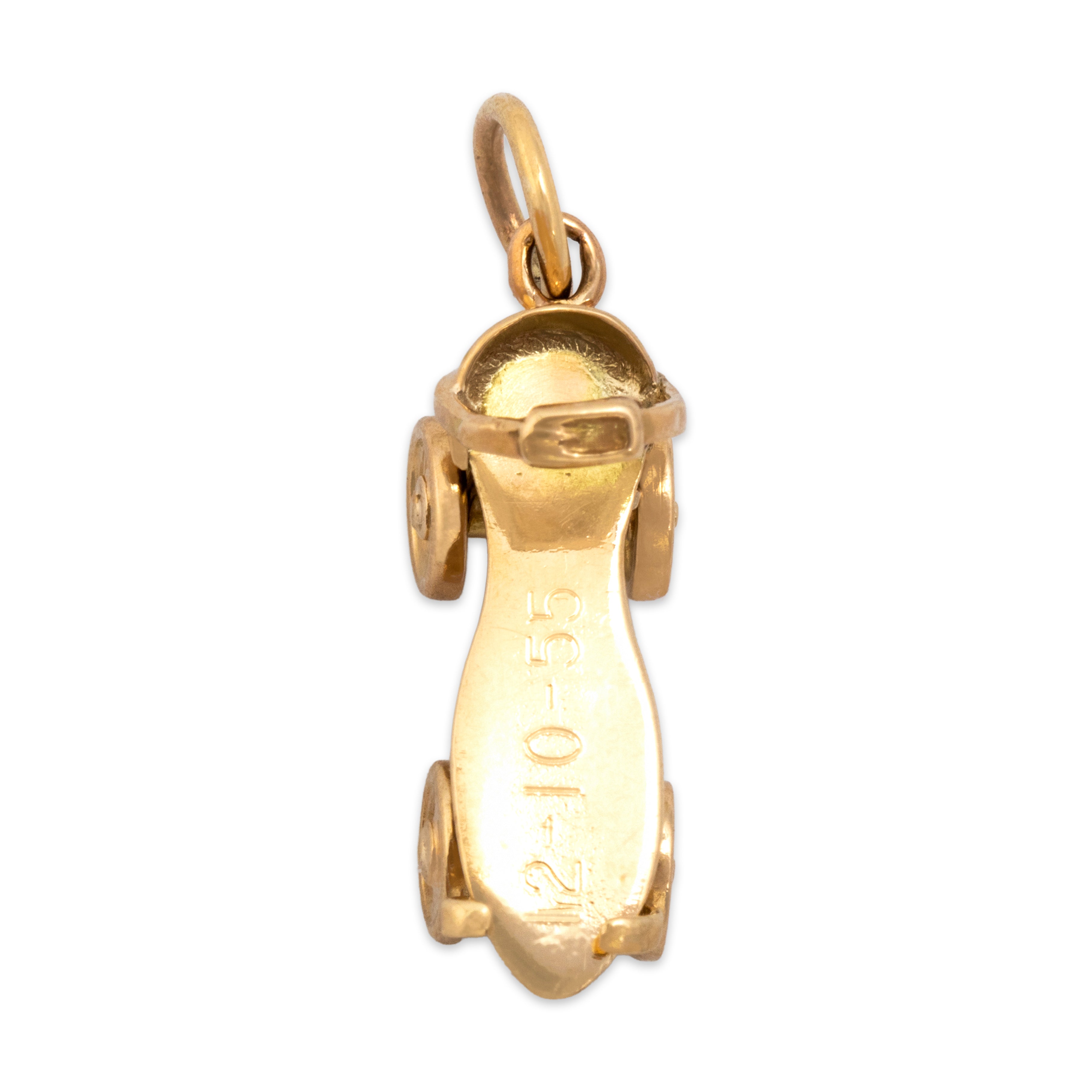 Vintage 14k Yellow Gold Articulating Roller Skate Charm / Pendant - Hallmark view