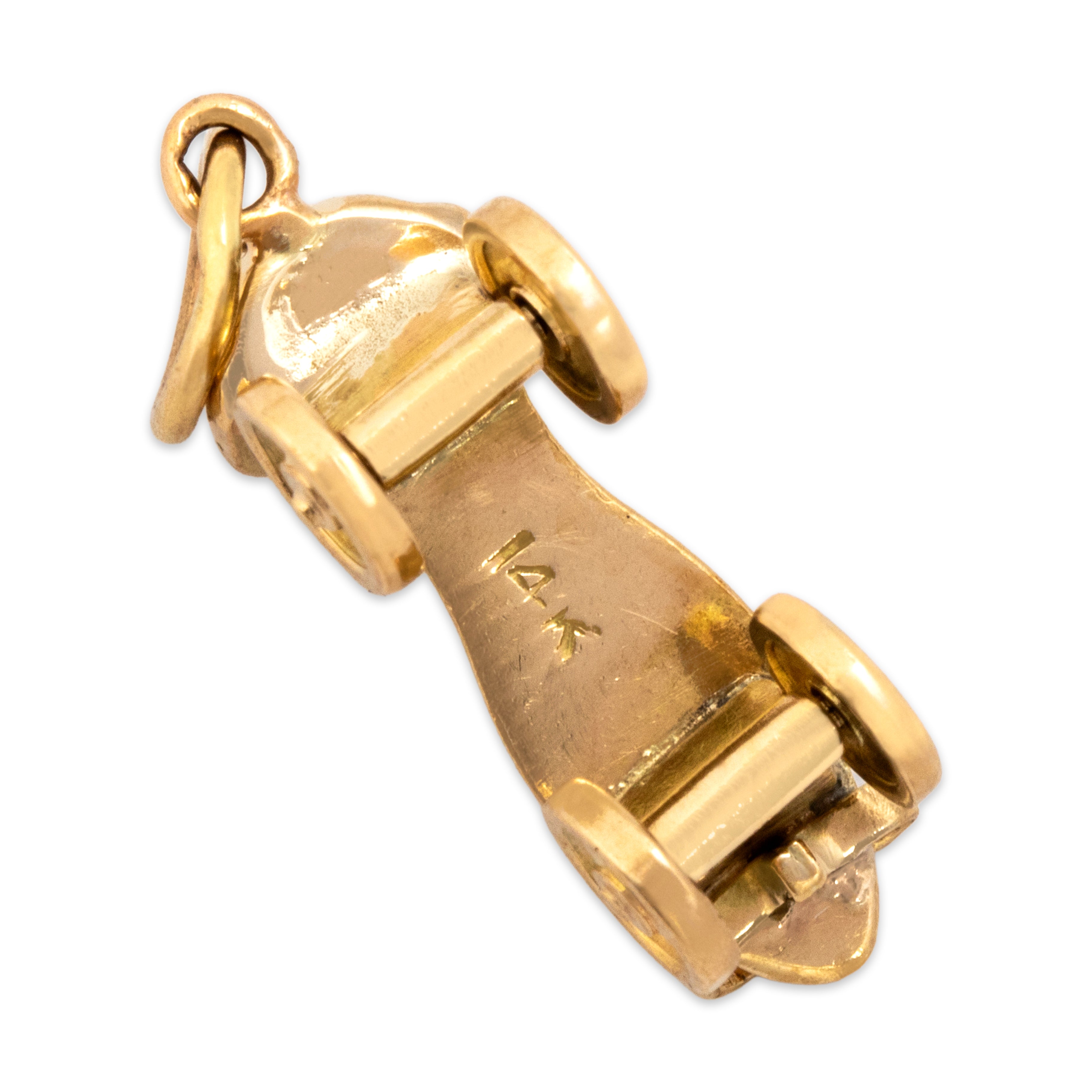 Vintage 14k Yellow Gold Articulating Roller Skate Charm / Pendant - Hallmark view