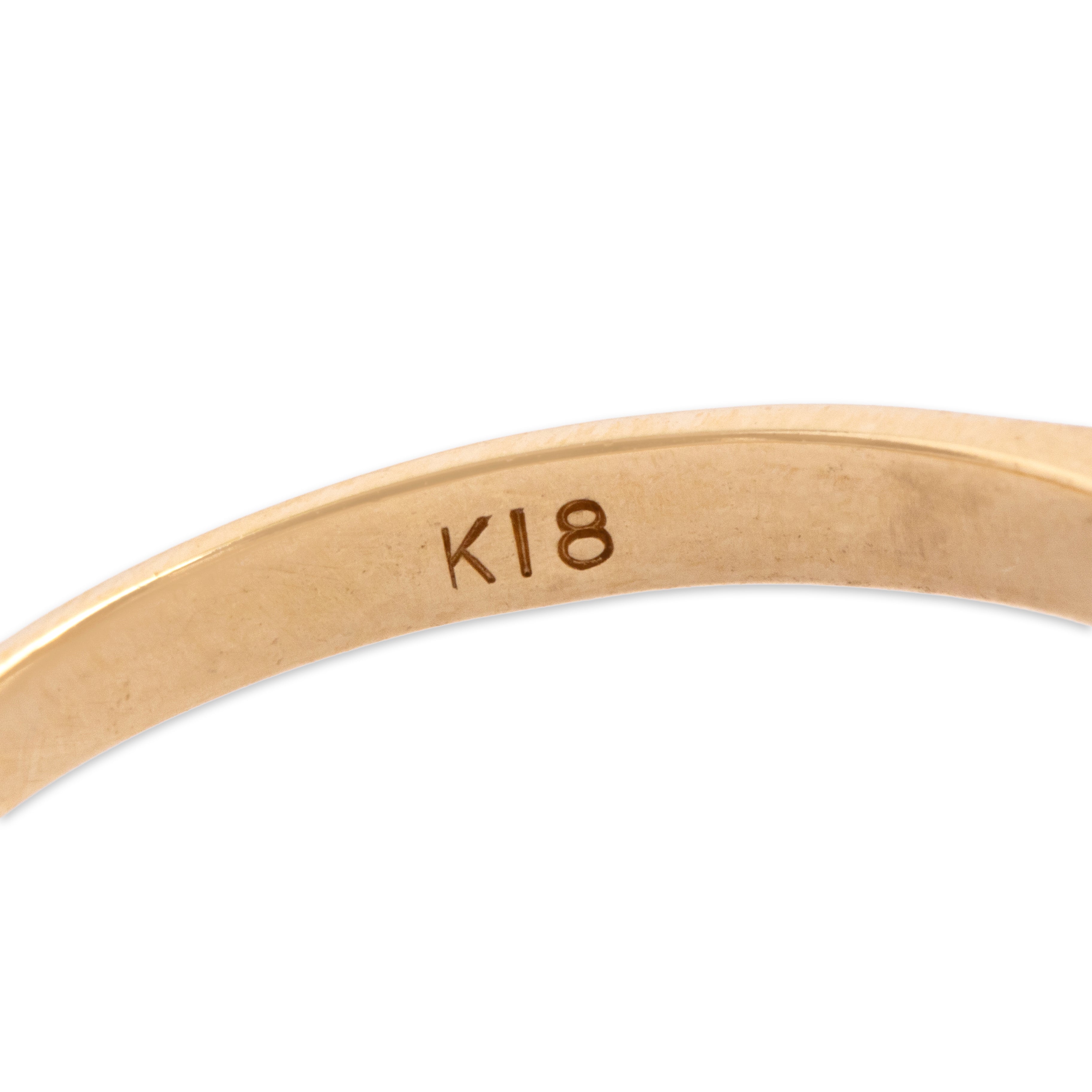 Vintage 18k Yellow Gold Pearl Romantic Heart Set Ring - Hallmark view