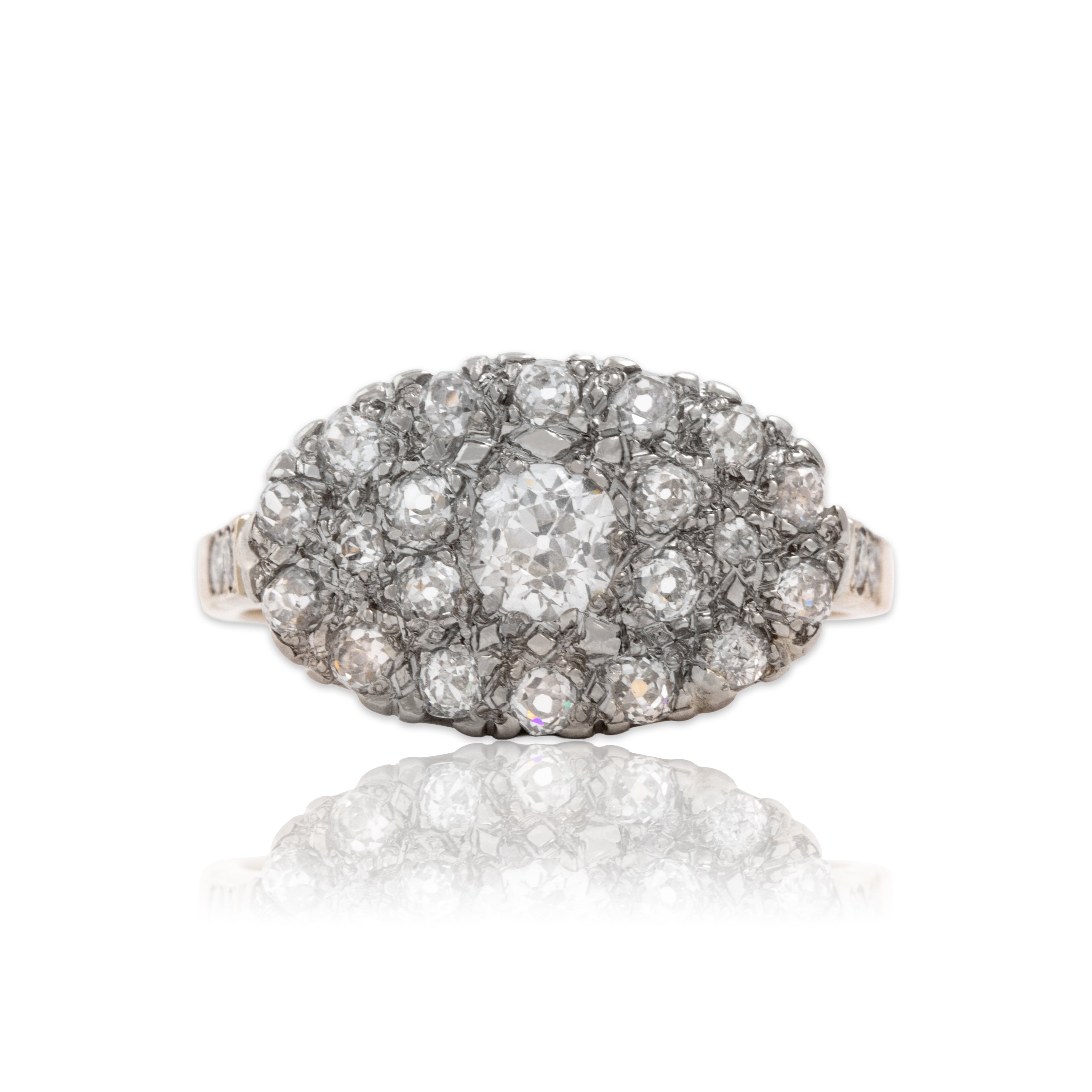 Vintage Substantial 14k Yellow & White Gold 1.34cttw Diamond Dazzling Ring 11.25