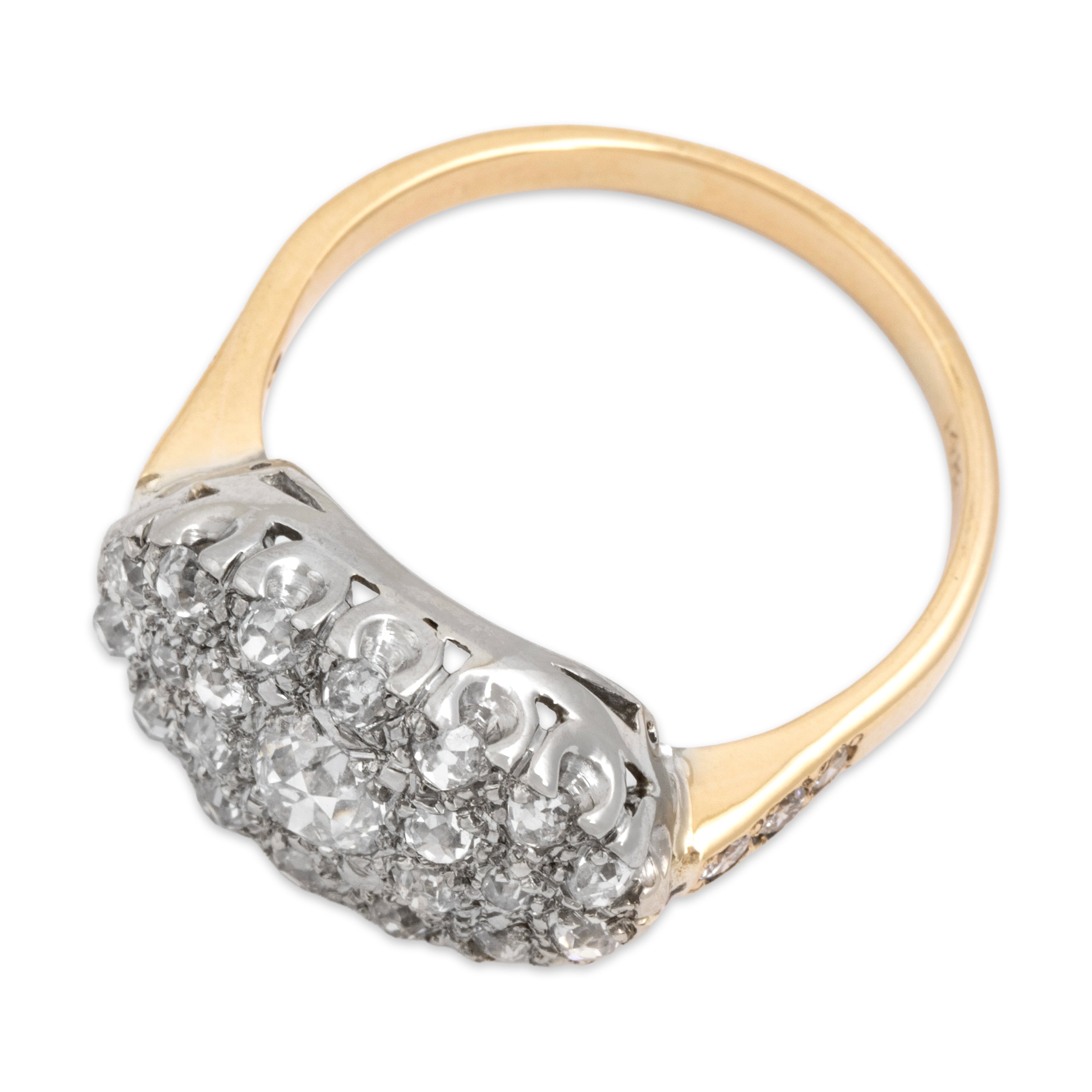 Vintage Substantial 14k Yellow & White Gold 1.34cttw Diamond Dazzling Oval Ring - Overall view