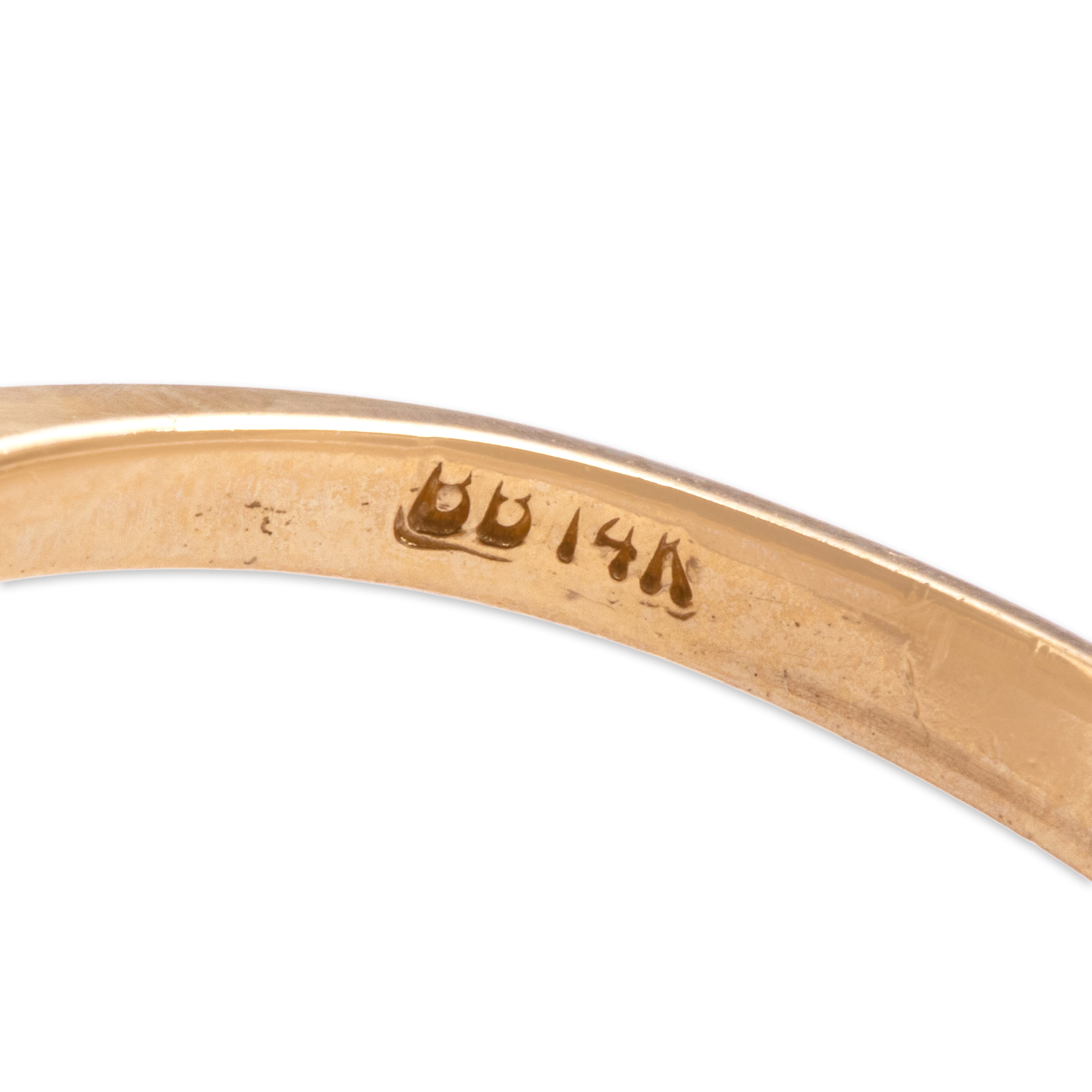 Vintage 14k Yellow Gold 1.02ct Tanzanite Diamond Fantastic Partial Halo Bypass Ring - Hallmark view