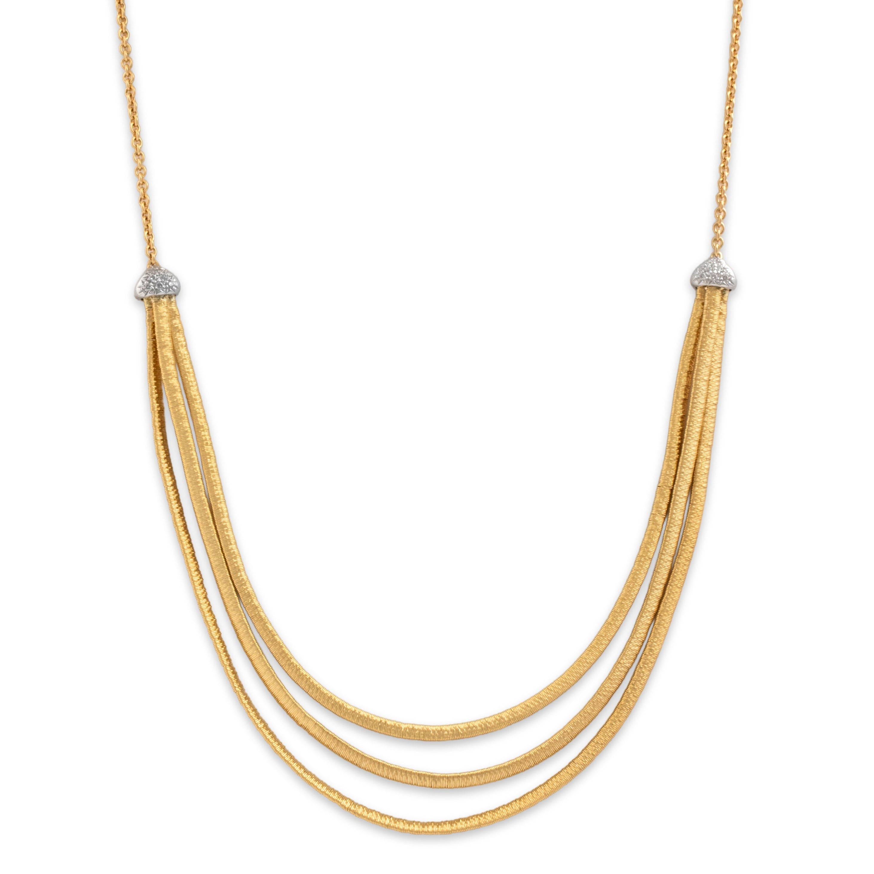 Estate Marco Bicego 18k Yellow & White Gold Diamond Draping Wire-Wrapped Elegance Necklace - Close-up view