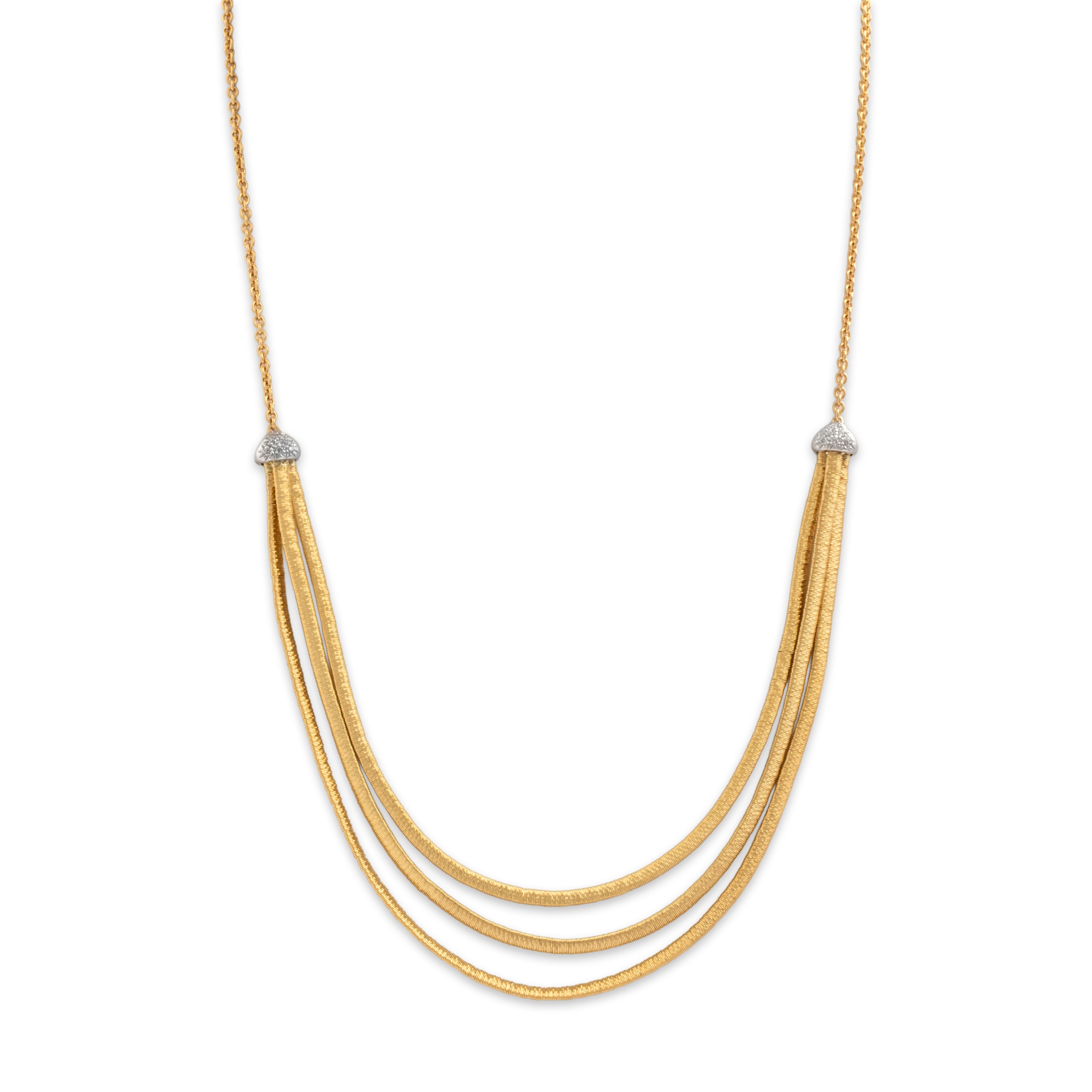 Estate Marco Bicego 18k Yellow & White Gold Diamond Draping Necklace 16.25