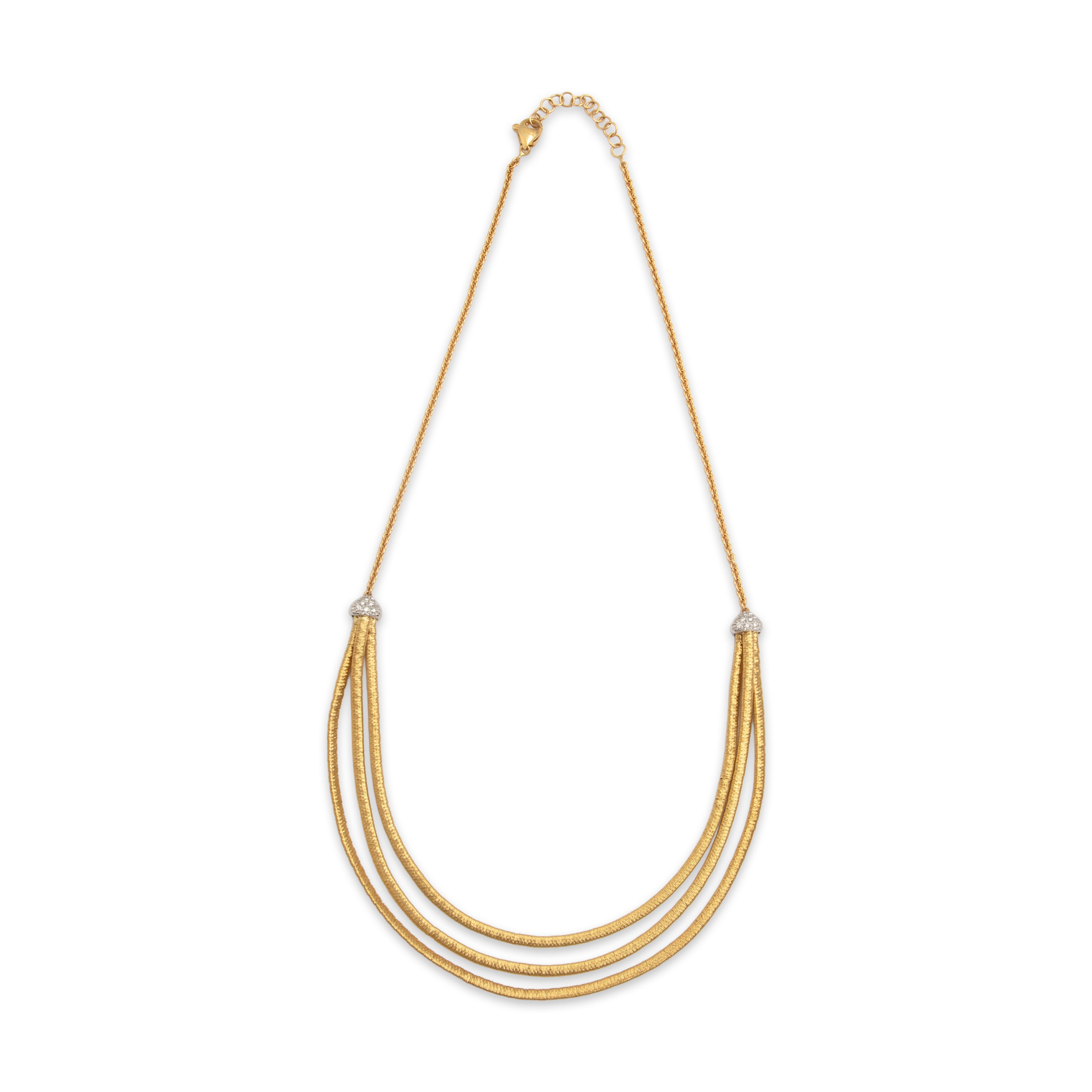 Estate Marco Bicego 18k Yellow & White Gold Diamond Draping Wire-Wrapped Elegance Necklace - Overall view