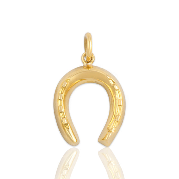 Antique Victorian English Heavy 18k Yellow Gold Lucky Horseshoe Charm / Pendant