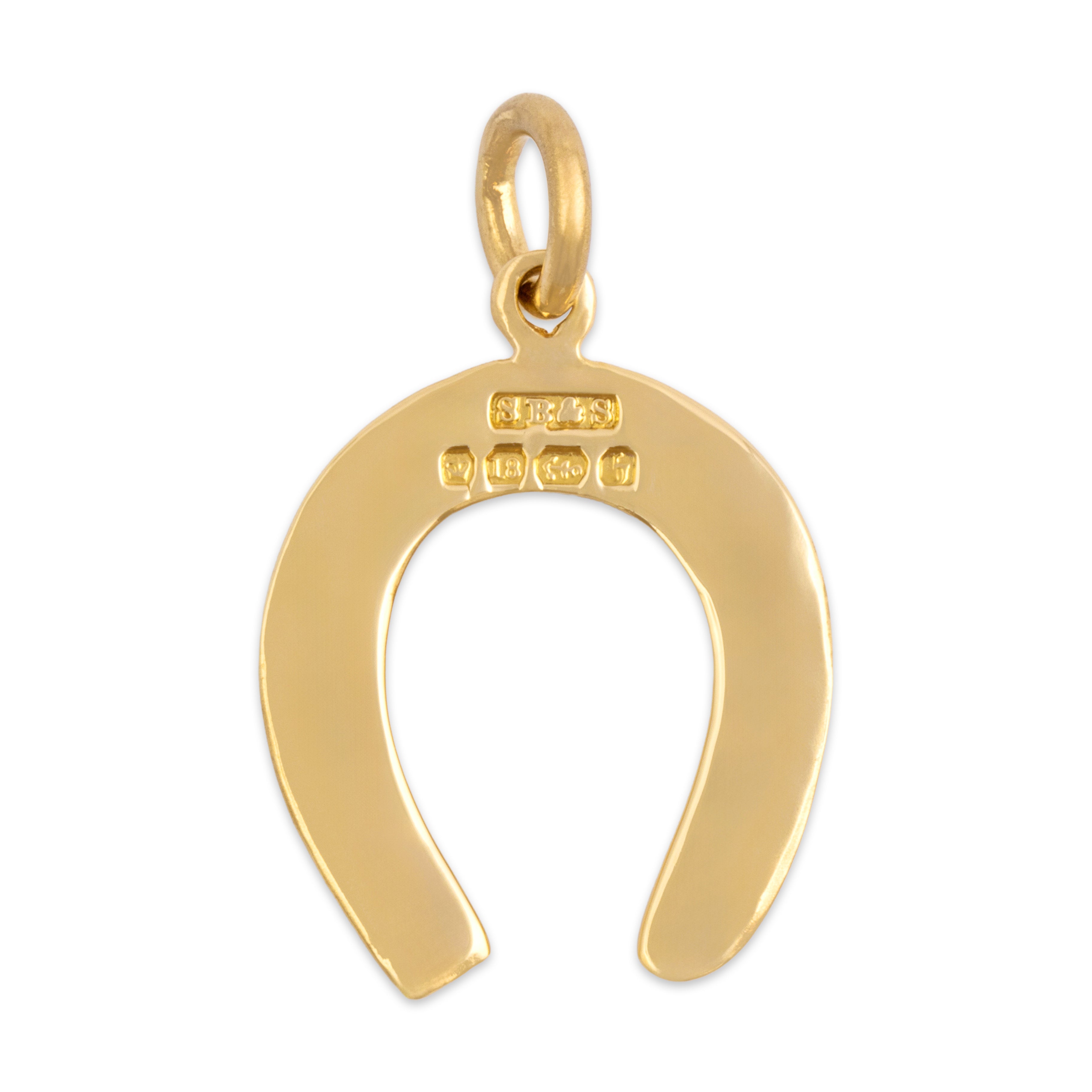 Antique Victorian English Heavy 18k Yellow Gold Lucky Horseshoe Charm / Pendant - Back view