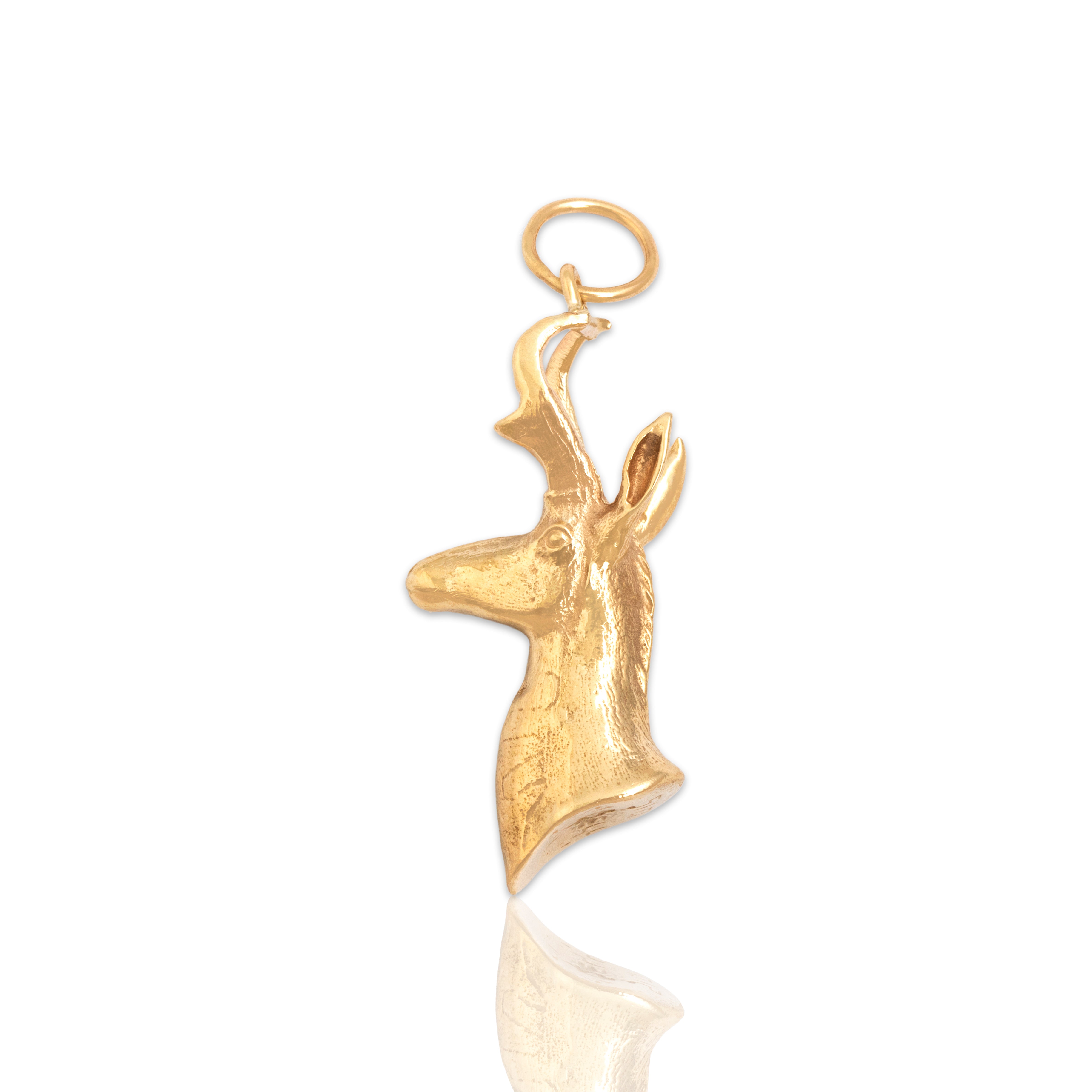 Vintage Heavy 14k Yellow Gold Magnificent Stag Charm / Pendant