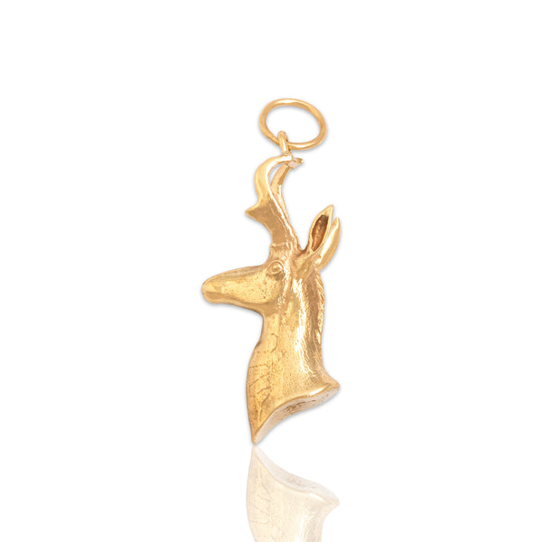 Vintage Heavy 14k Yellow Gold Magnificent Stag Charm / Pendant