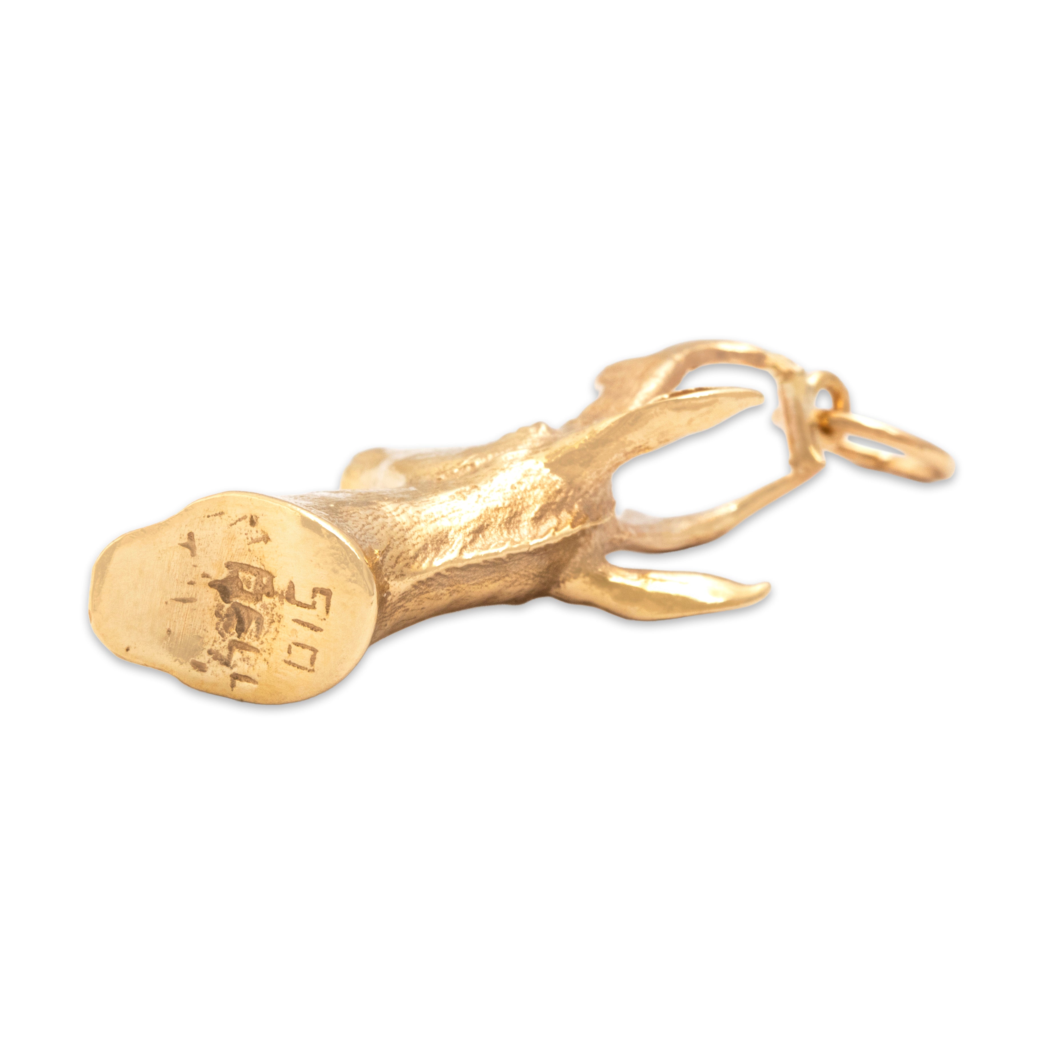 Vintage Heavy 14k Yellow Gold Magnificent Stag Charm / Pendant