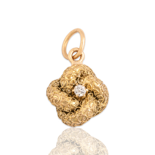 Antique Victorian 14k Yellow & Rosy Yellow Gold Old Mine Diamond Charm / Pendant
