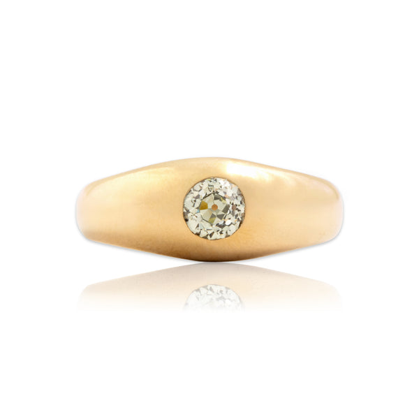 Vintage 14k Yellow Gold .51ct Old Mine Cut Diamond Flush-Set Sparkling Ring 8.50