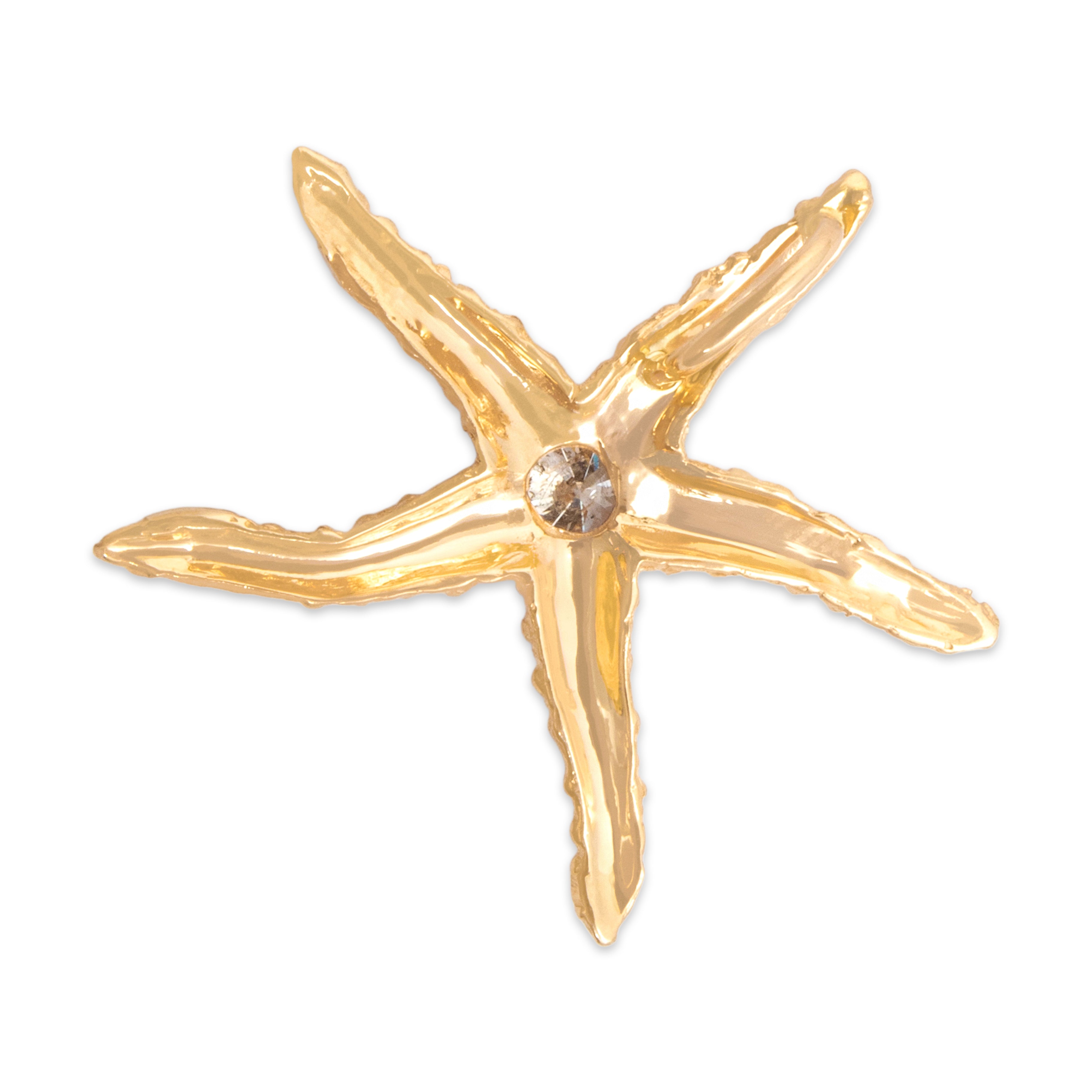Vintage Large 14k Yellow Gold Diamond Starfish Pendant - detail view #1