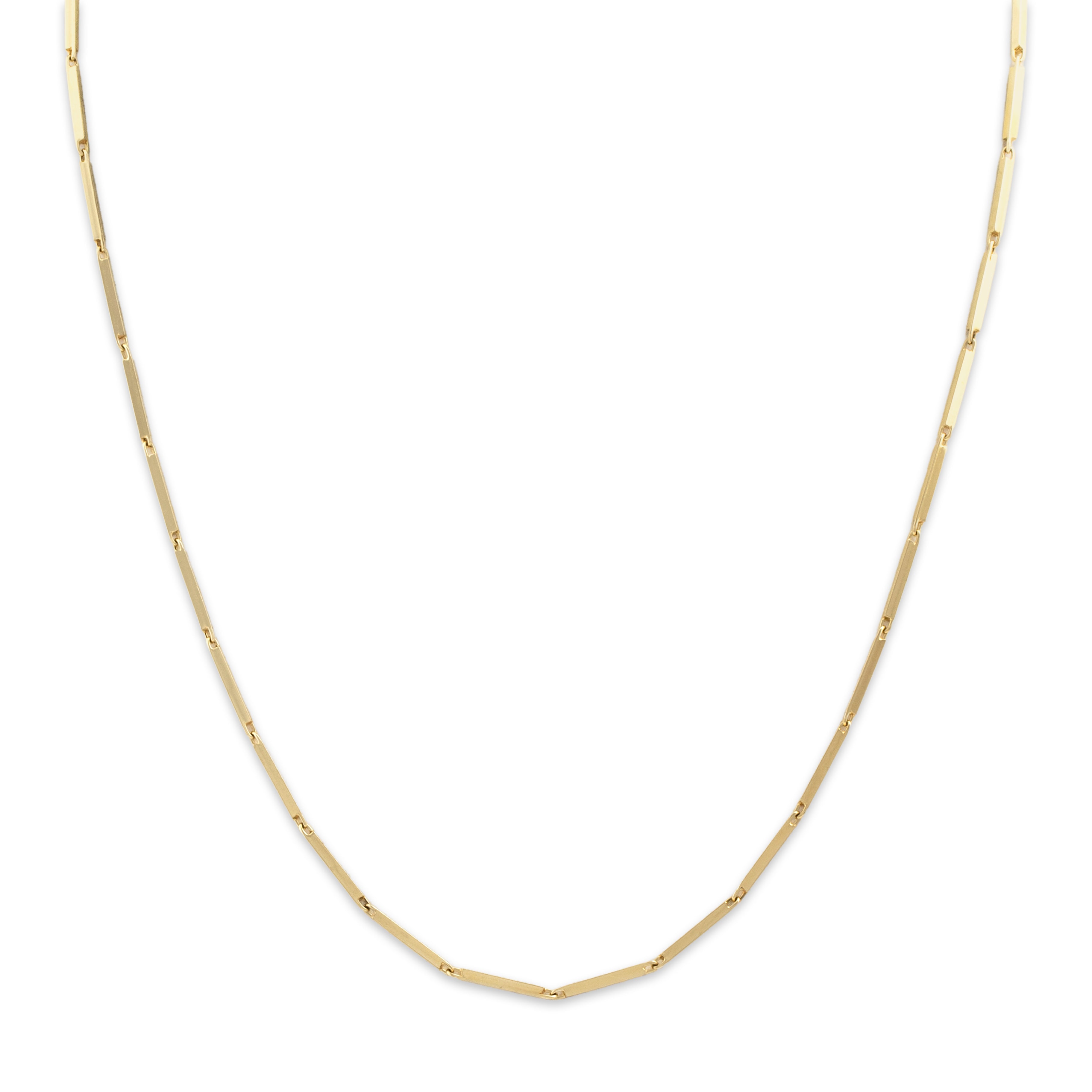 Vintage 14k Yellow Gold Smooth Bar Link Chain Necklace - Close-up view
