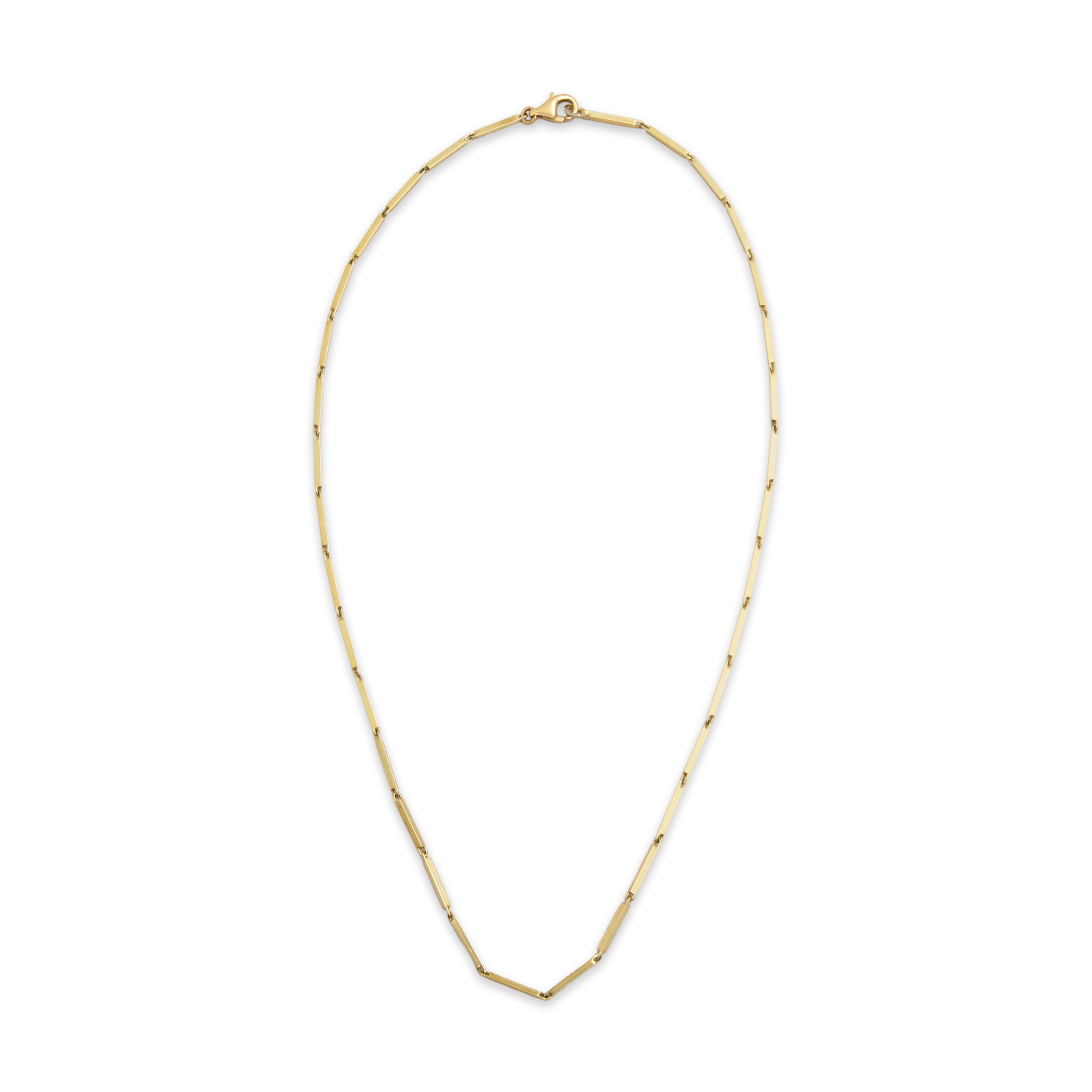 Vintage 14k Yellow Gold Smooth Bar Link Chain Necklace - Overall view