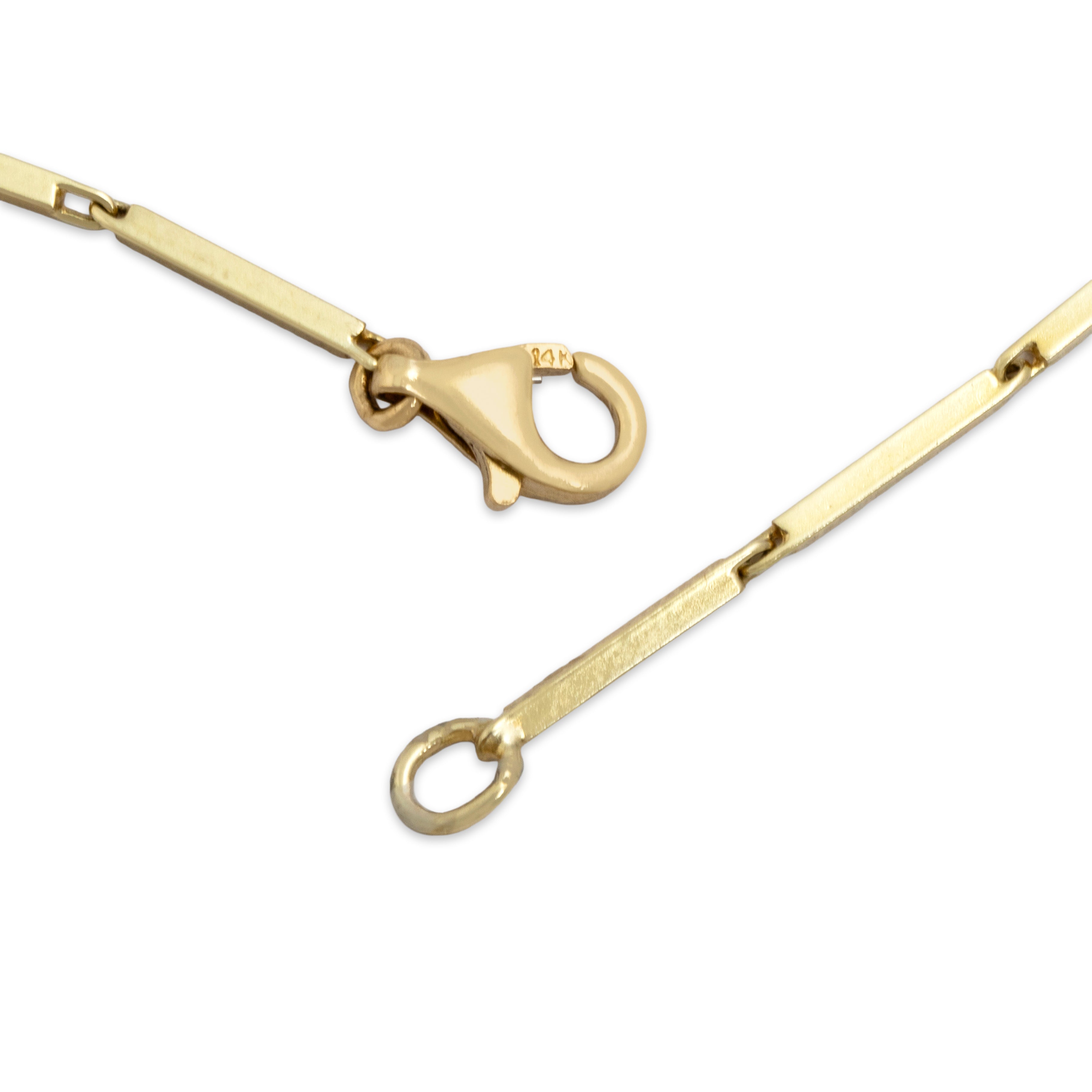 Vintage 14k Yellow Gold Smooth Bar Link Chain Necklace - clasp view