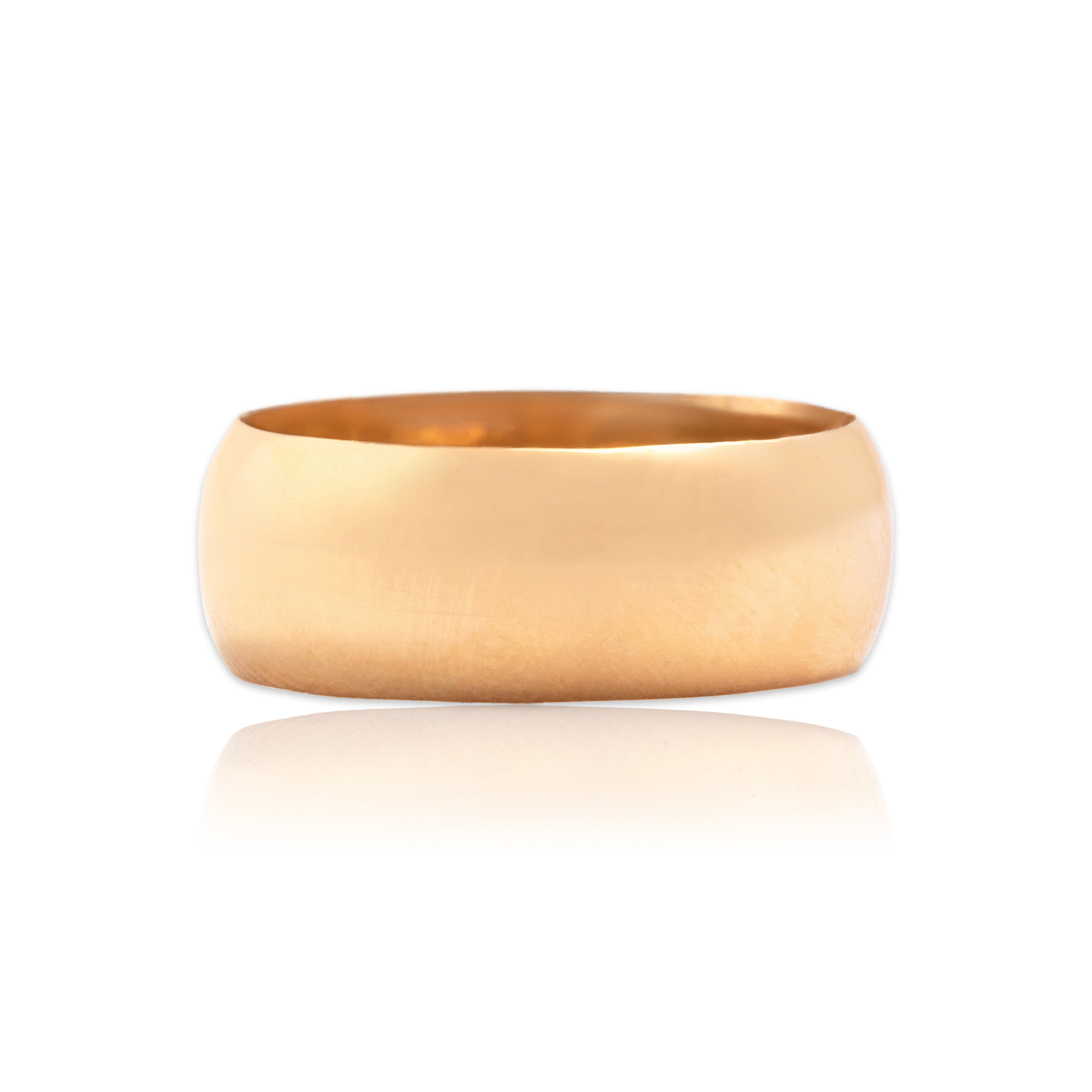 Antique 14k Rosy Yellow Gold Bold Low Dome Band Ring 6.50