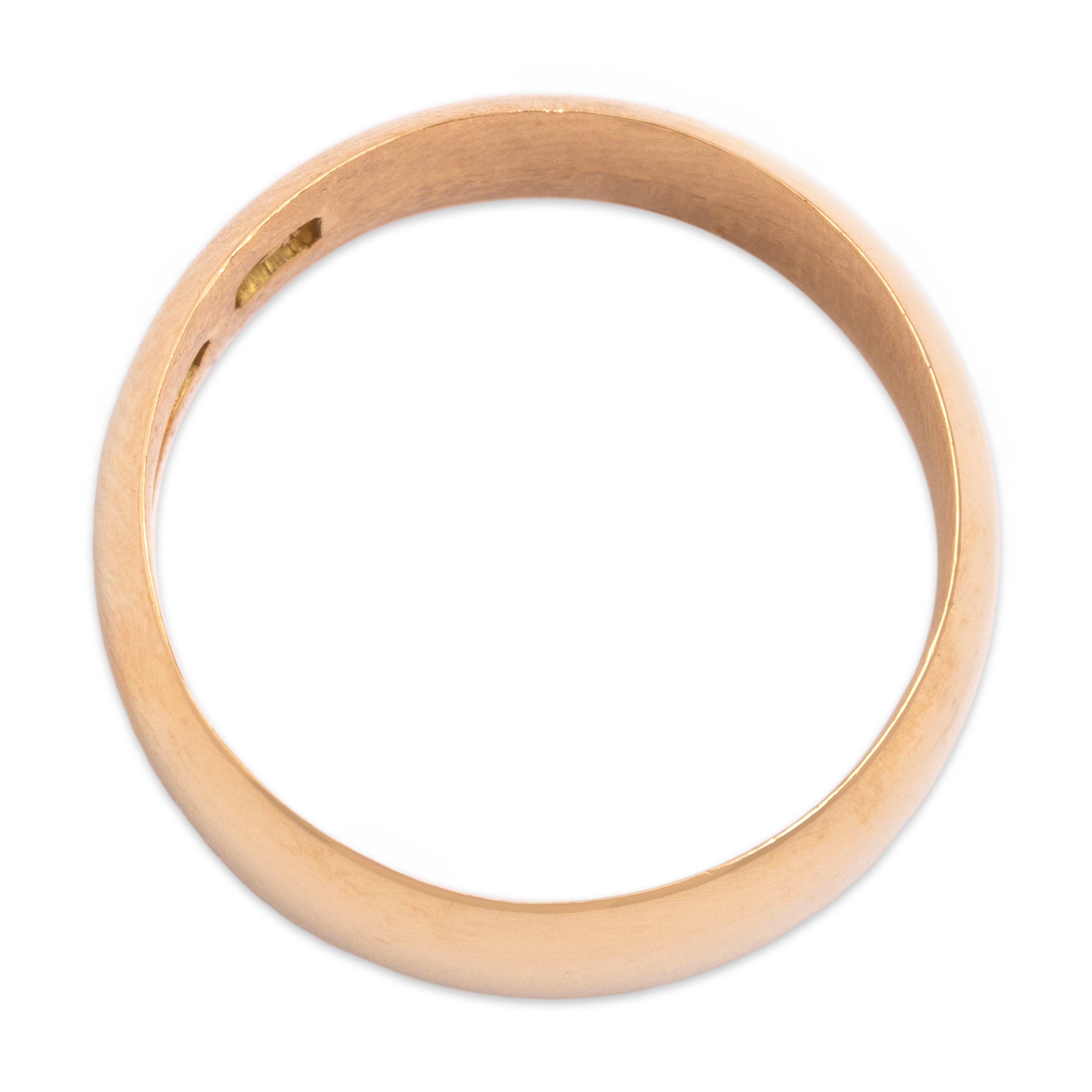 Antique 14k Rosy Yellow Gold Bold Low Dome Band Ring - Overall view